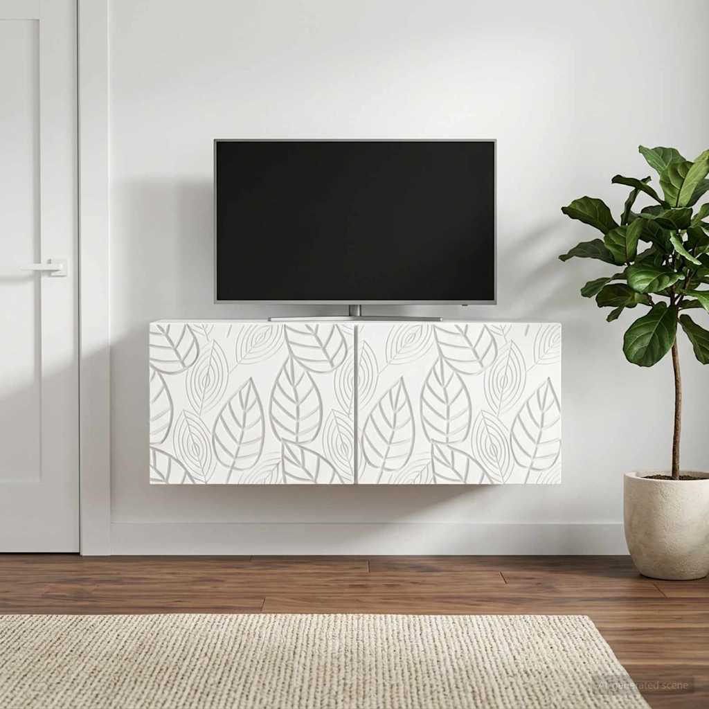 Rippuv TV kapp 98 x 31 cm Valge Tehispuit Seinale kinnitatav