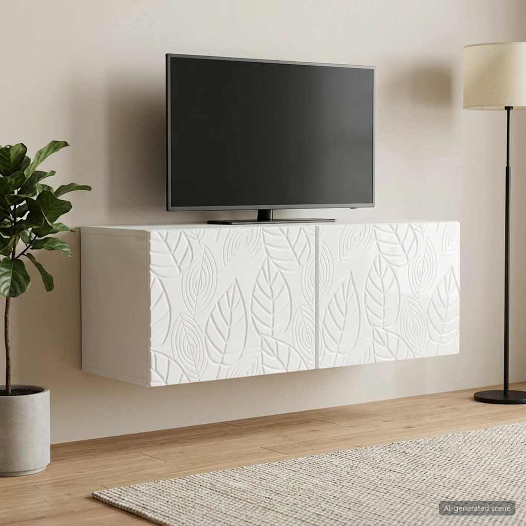 Rippuv TV kapp 98 x 31 cm Kõrgläikega valge