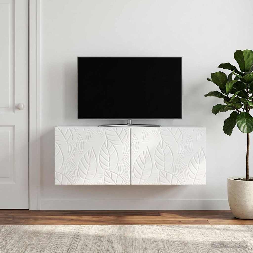 Rippuv TV kapp 98 x 31 cm Kõrgläikega valge