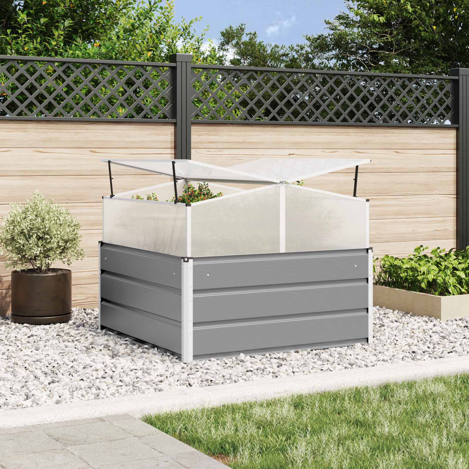 Taimekast Helehall 100 x 100 x 77 cm Tsingitud teras