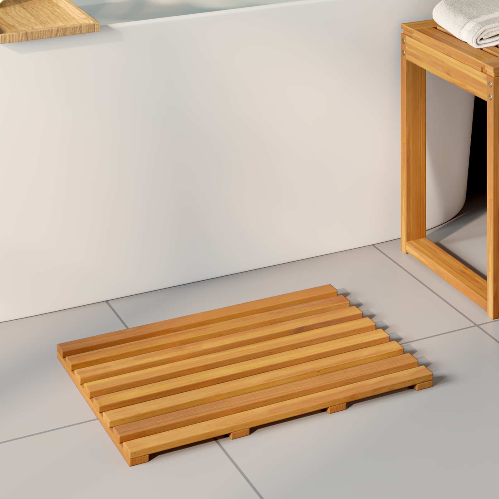 Vannimatt 2 tk Naturaalne 56 x 37 cm Tugev akatsiapuu