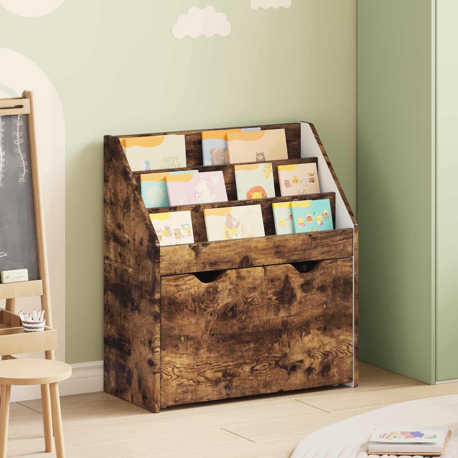 Laste Raamatuhind Suitsetatud tamm 60 x 29,5 x 69 cm Tehispuit