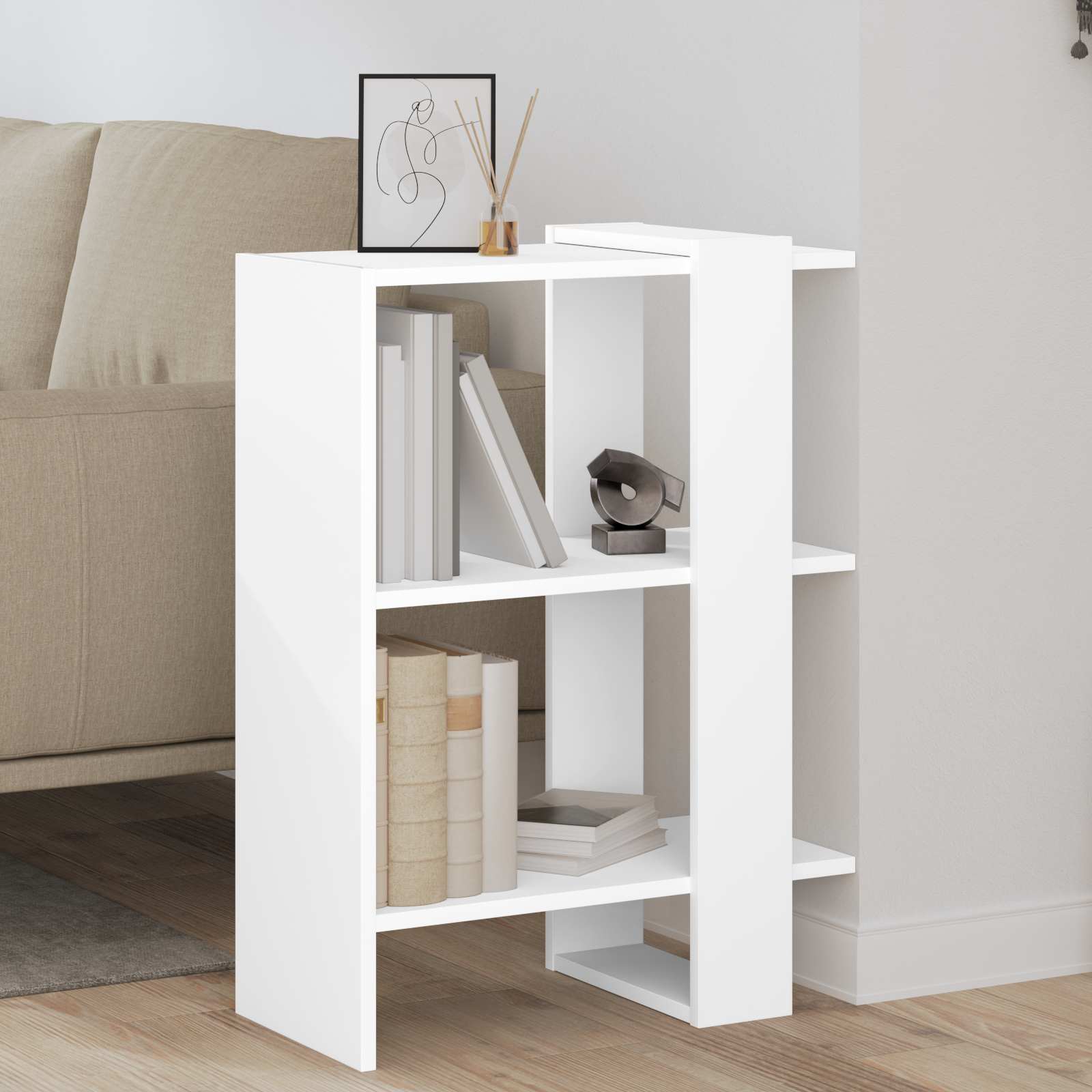 Raamatukapp 2 tasandit 52 x 25 x 71,5 cm Tehispuit Valge