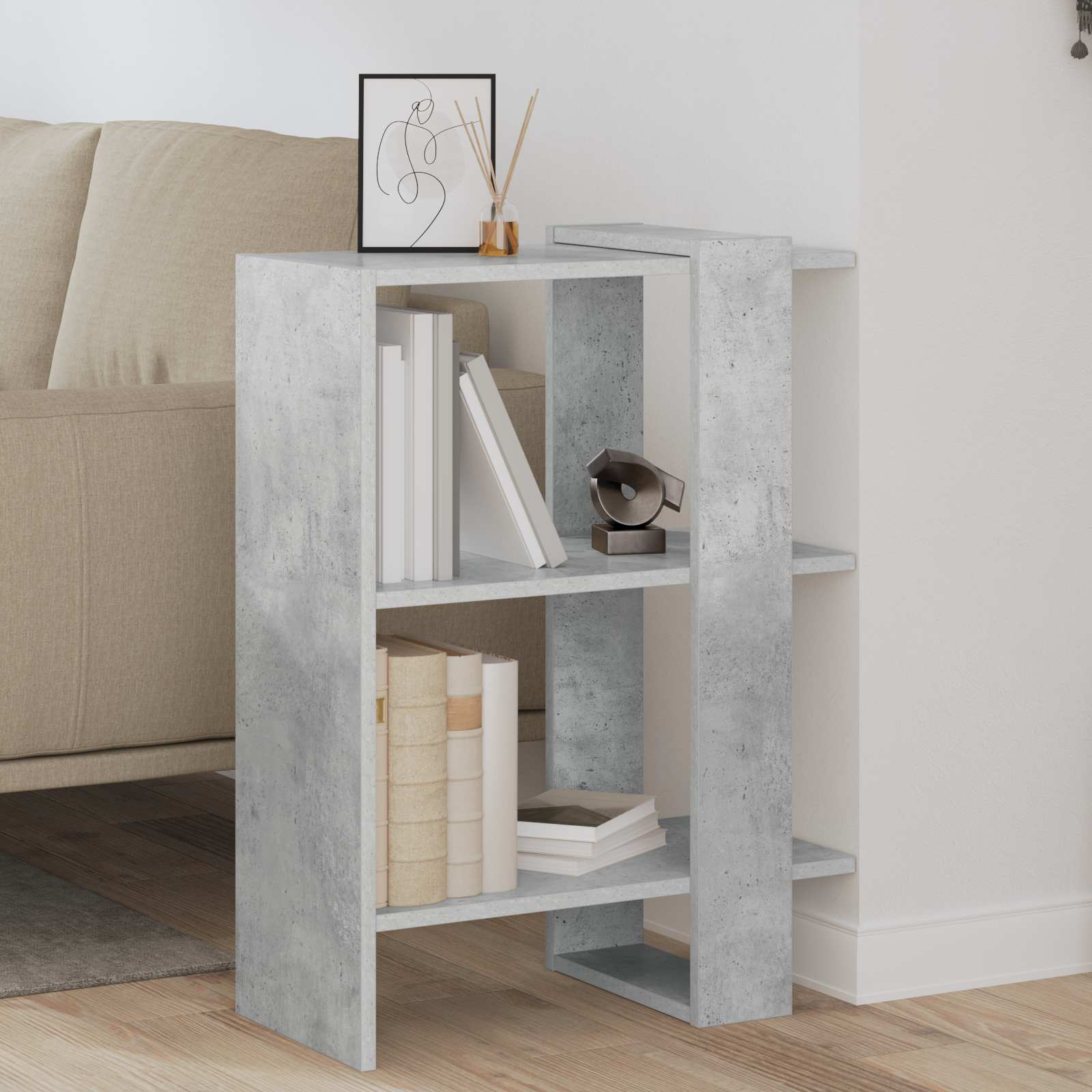 Raamatukapp 2 tasandit 52 x 25 x 71,5 cm Tehispuit Betoonhall