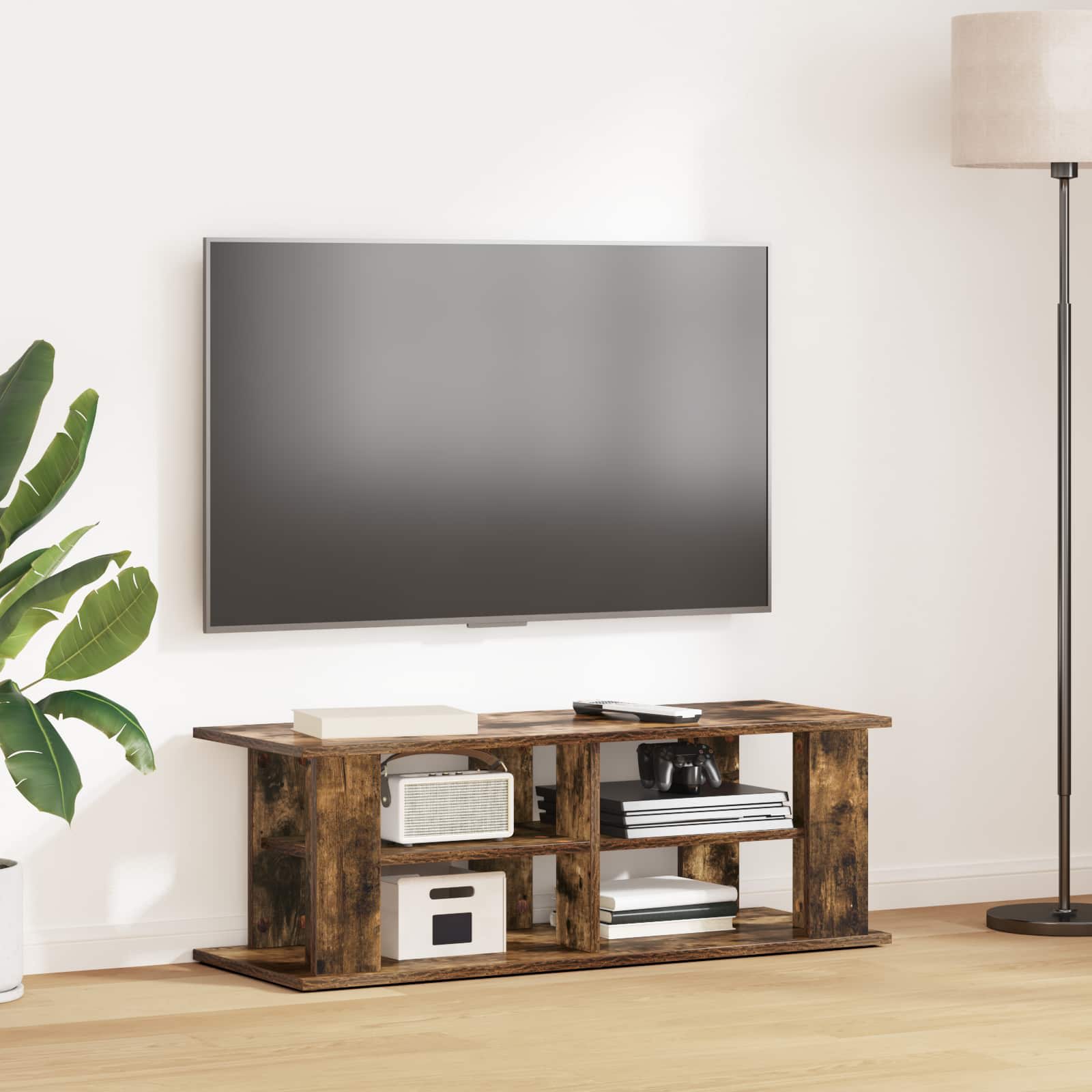 Teleri alus 96 x 35 x 33,5 cm Suitsutatud tamm Töödeldud puit