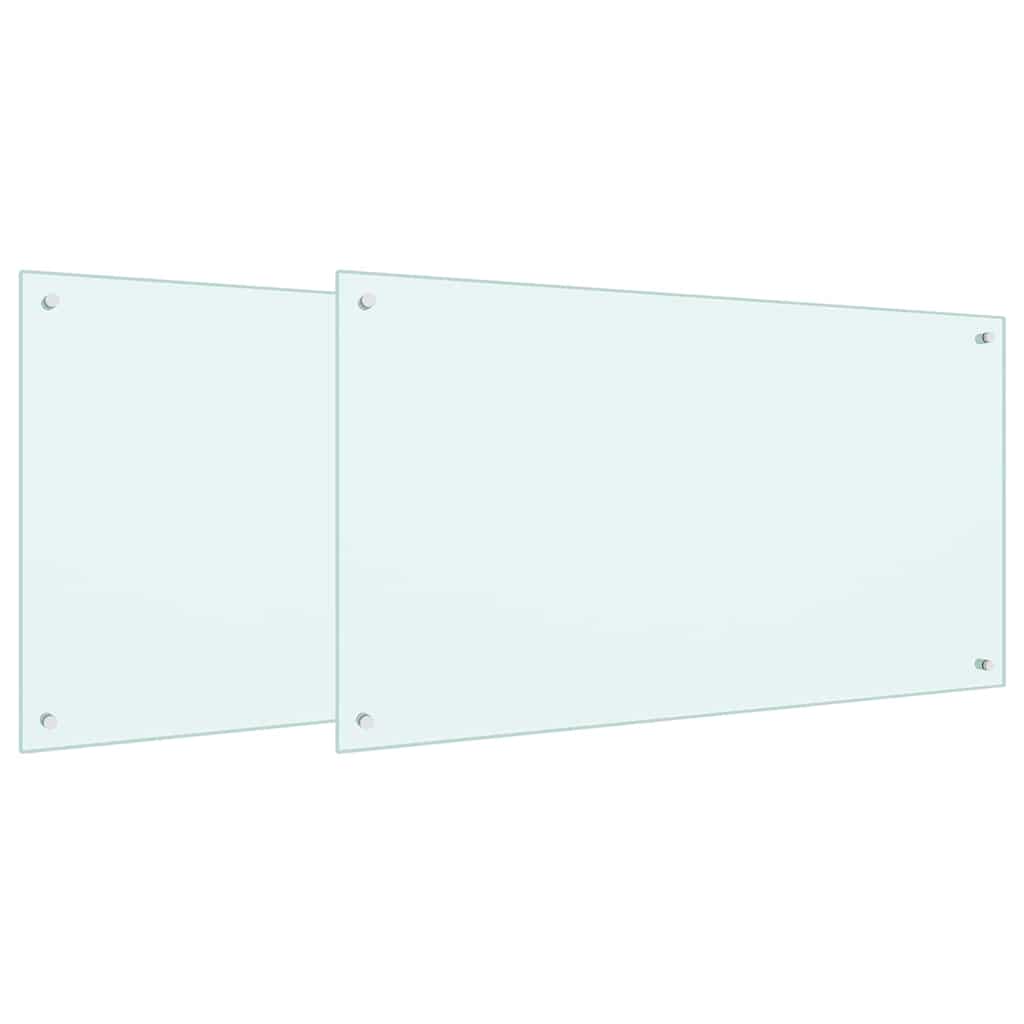 Köögiseina paneel 2 tk Valge 100 x 60 cm karastatud klaas