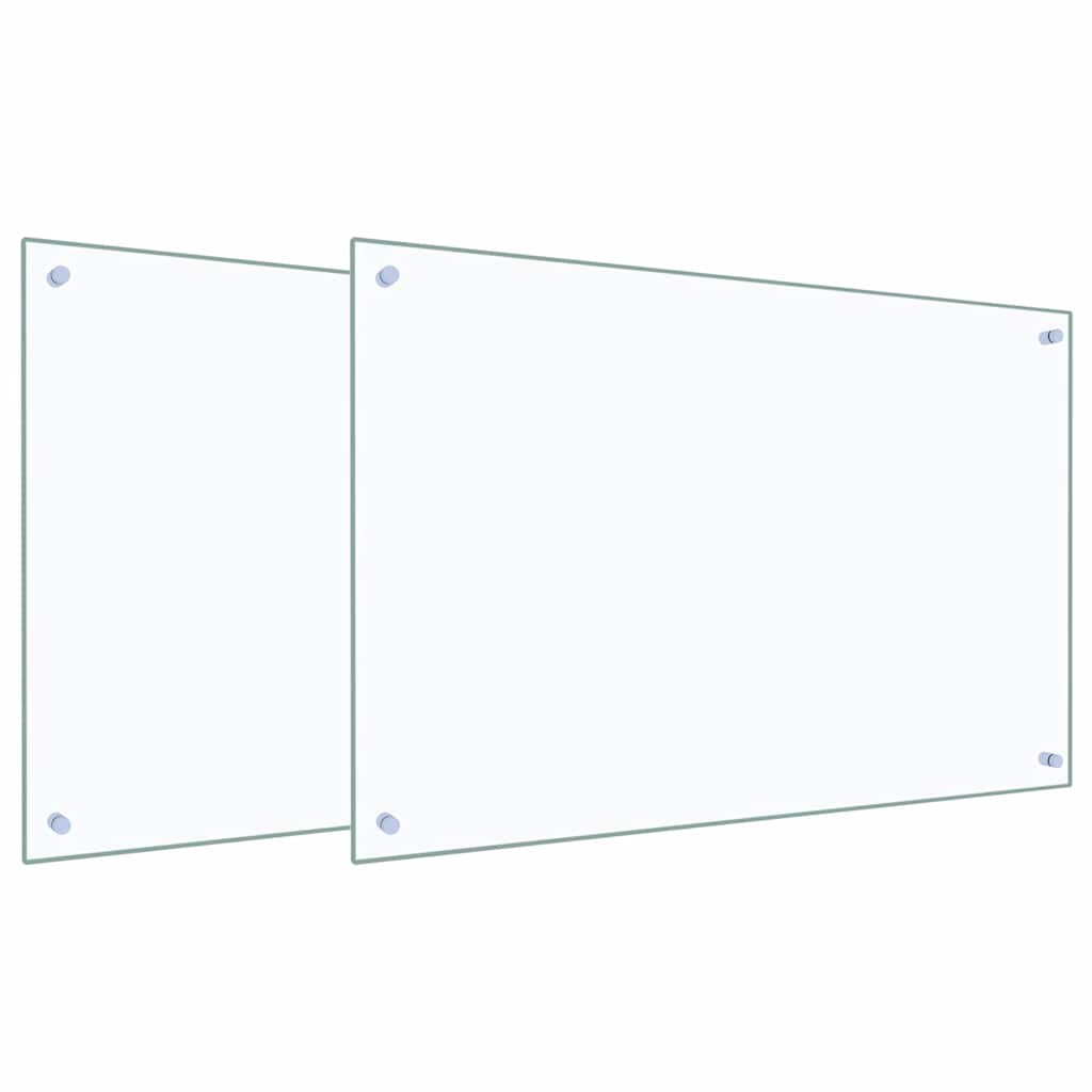 Köögiseina paneel 2 tk Läbipaistev 90 x 60 cm karastatud klaas