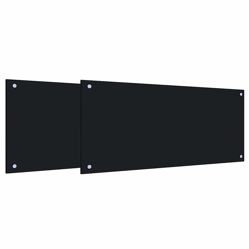 Köögiseina paneel 2 tk Must 90 x 40 cm karastatud klaas
