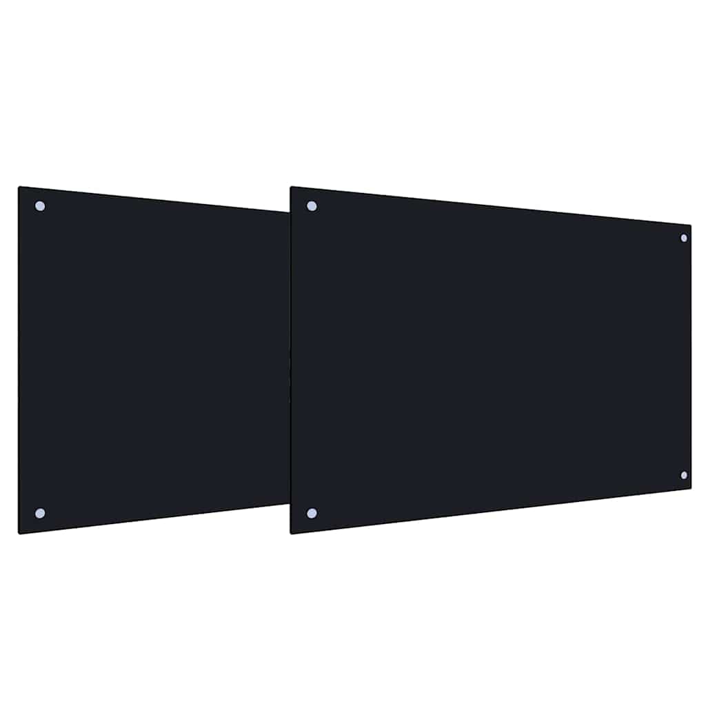 Köögiseina paneel 2 tk Must 90 x 50 cm karastatud klaas