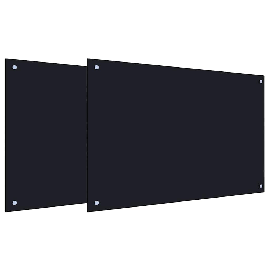 Köögiseina paneel 2 tk Must 90 x 60 cm karastatud klaas