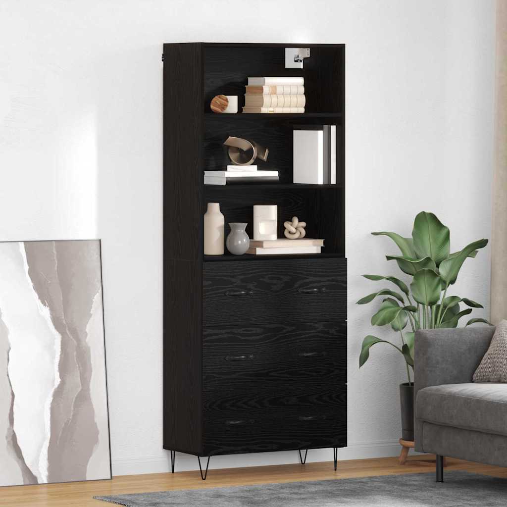 Kõrgushein 2 tk Must tamm 69,5 x 34 x 180 cm Tehispuit ja klaas