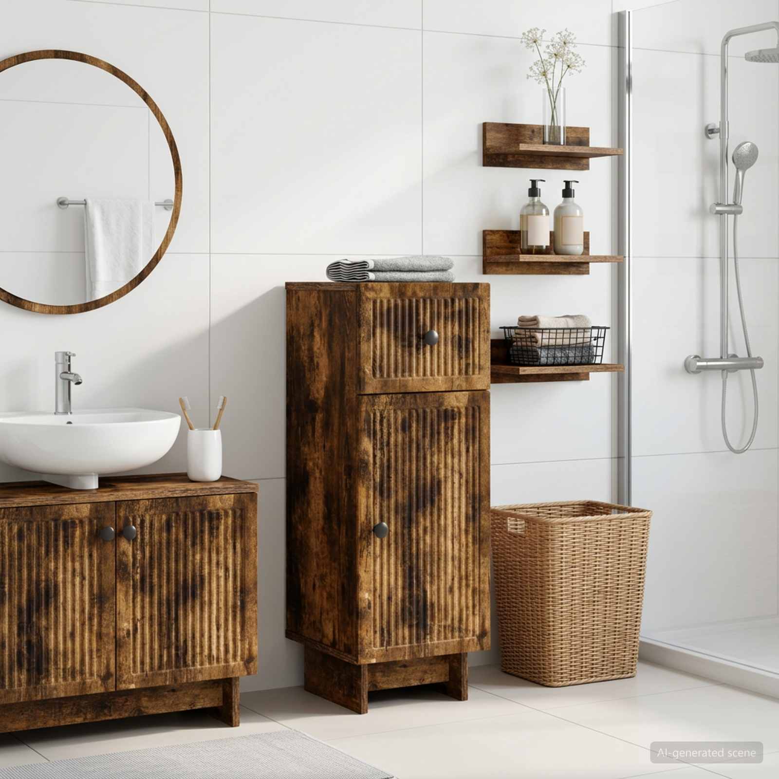 Vannitoa hoiukapp EDE Suitsutatud tamm 30 x 31 x 80 cm