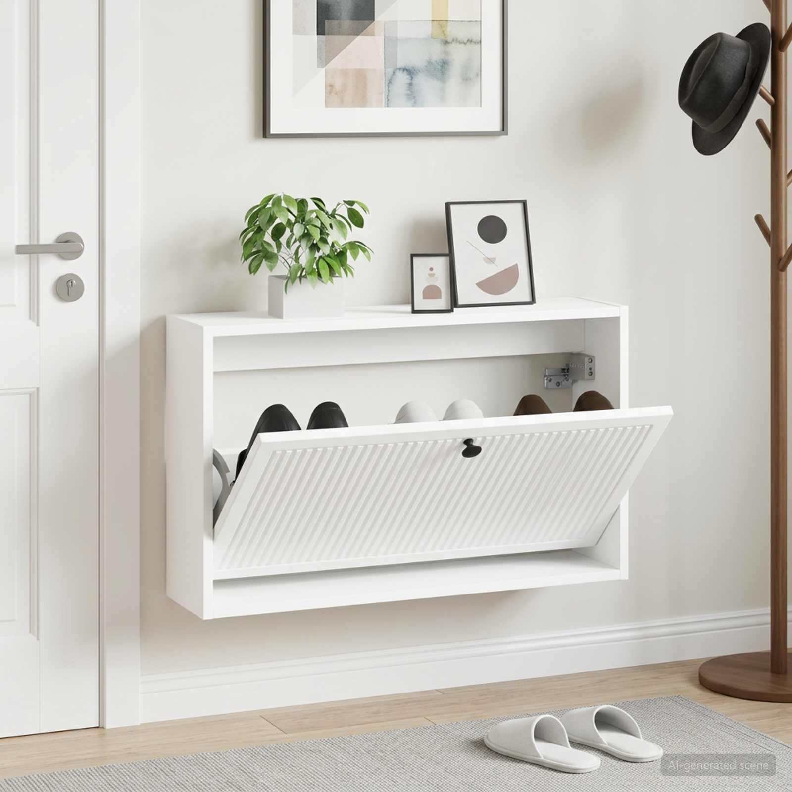 Seinale kinnitatav jalanõude kapp EDE 71 x 17 x 43 cm Tehispuit