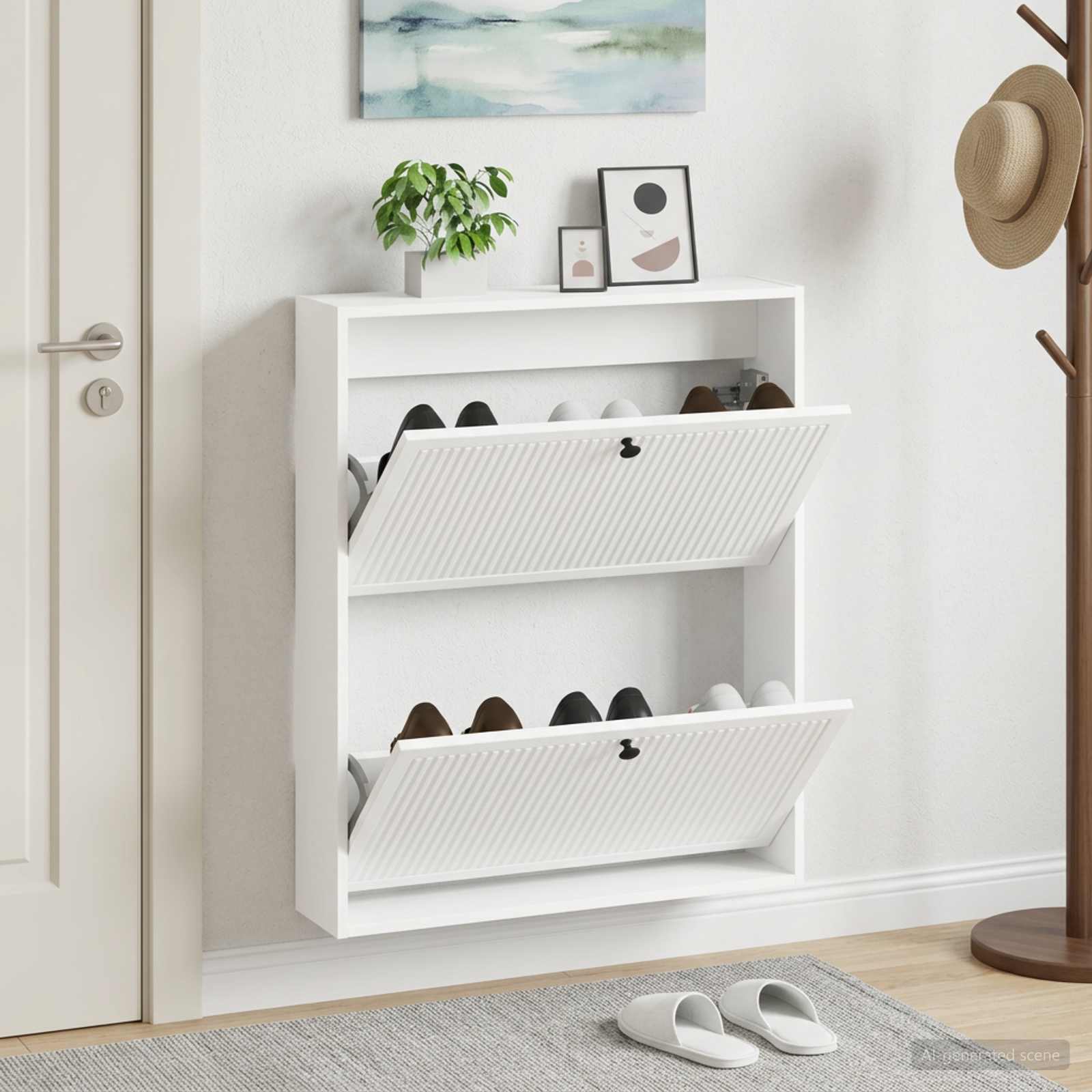 Seinale kinnitatav jalanõude kapp EDE 71 x 17 x 86 cm Tehispuit