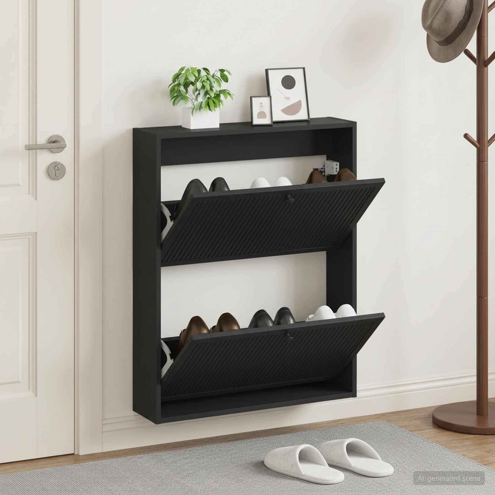 Seinale kinnitatav jalanõude kapp EDE 71 x 17 x 86 cm Tehispuit