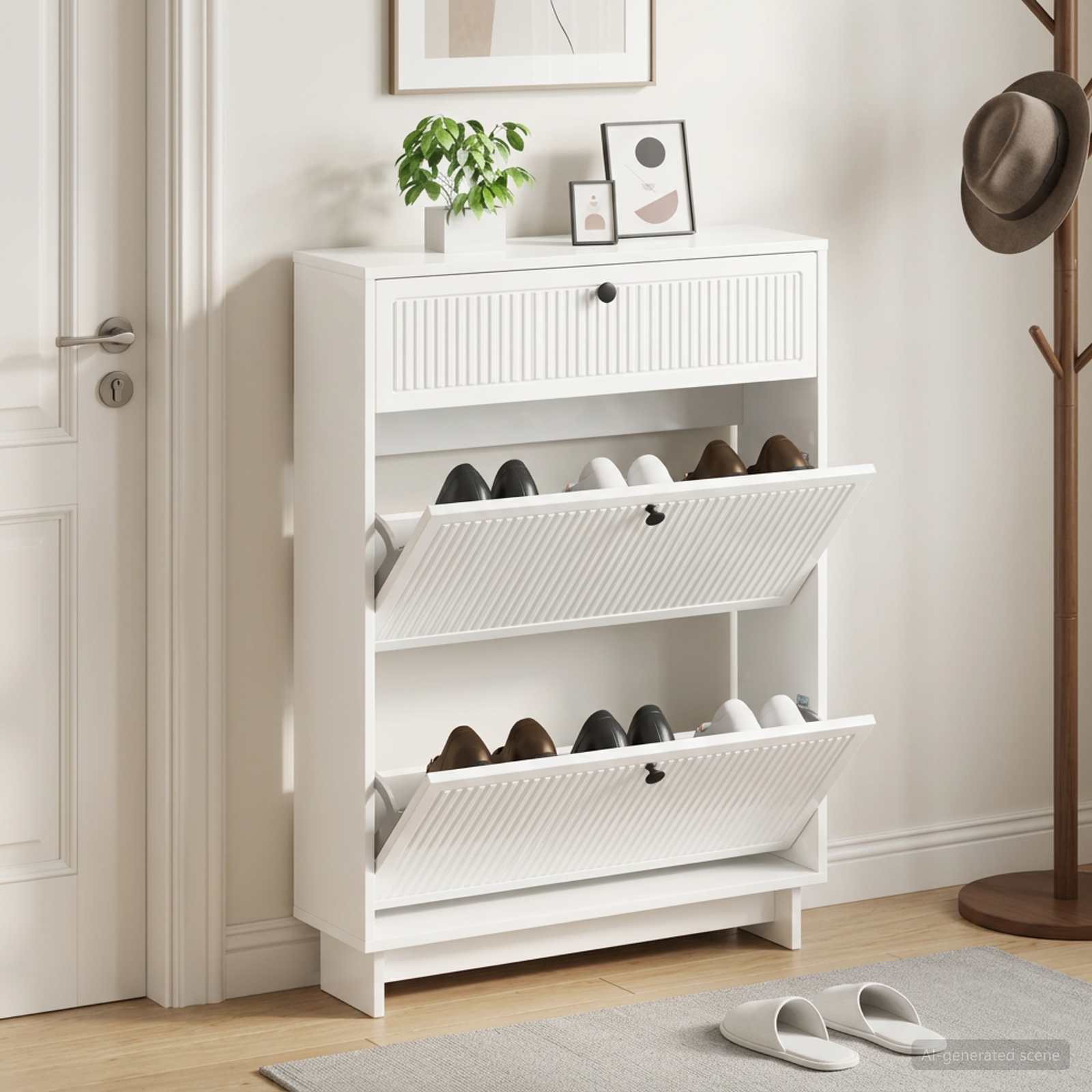 Kinga kapp EDE 78 x 24 x 103 cm Tehispuit Kõrgläikega valge