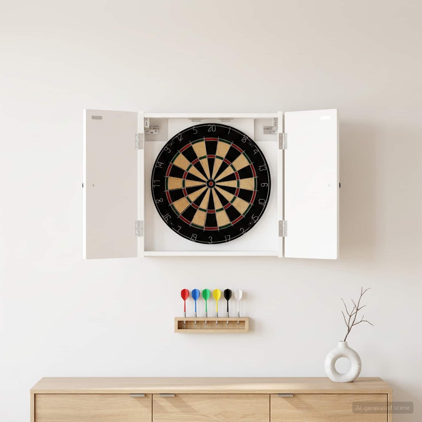 Dartboardi kapp EDE Valge 52,5 x 10,5 x 53,5 cm Tehispuit