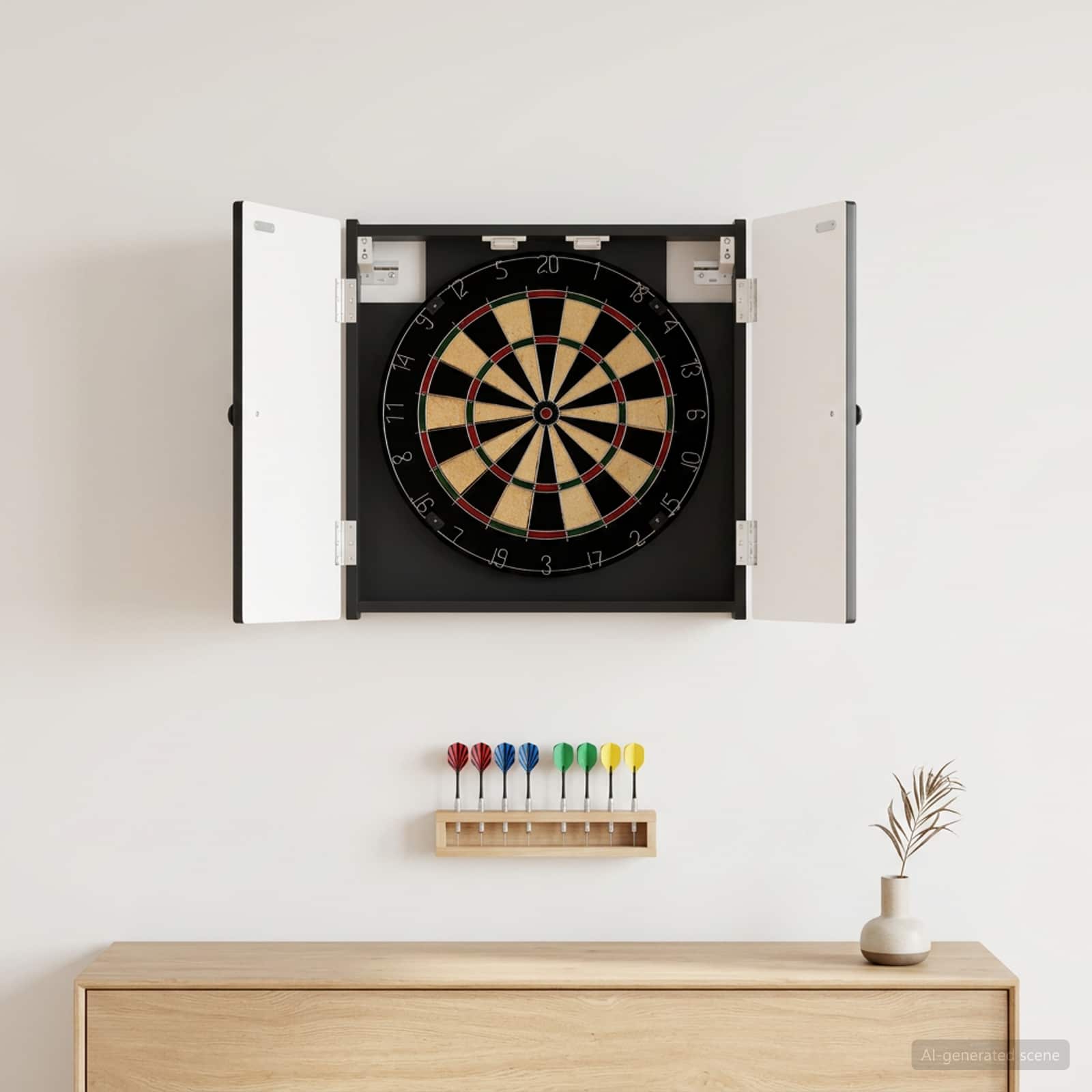 Dartboardi kapp EDE Must 52,5 x 10,5 x 53,5 cm Tehispuit