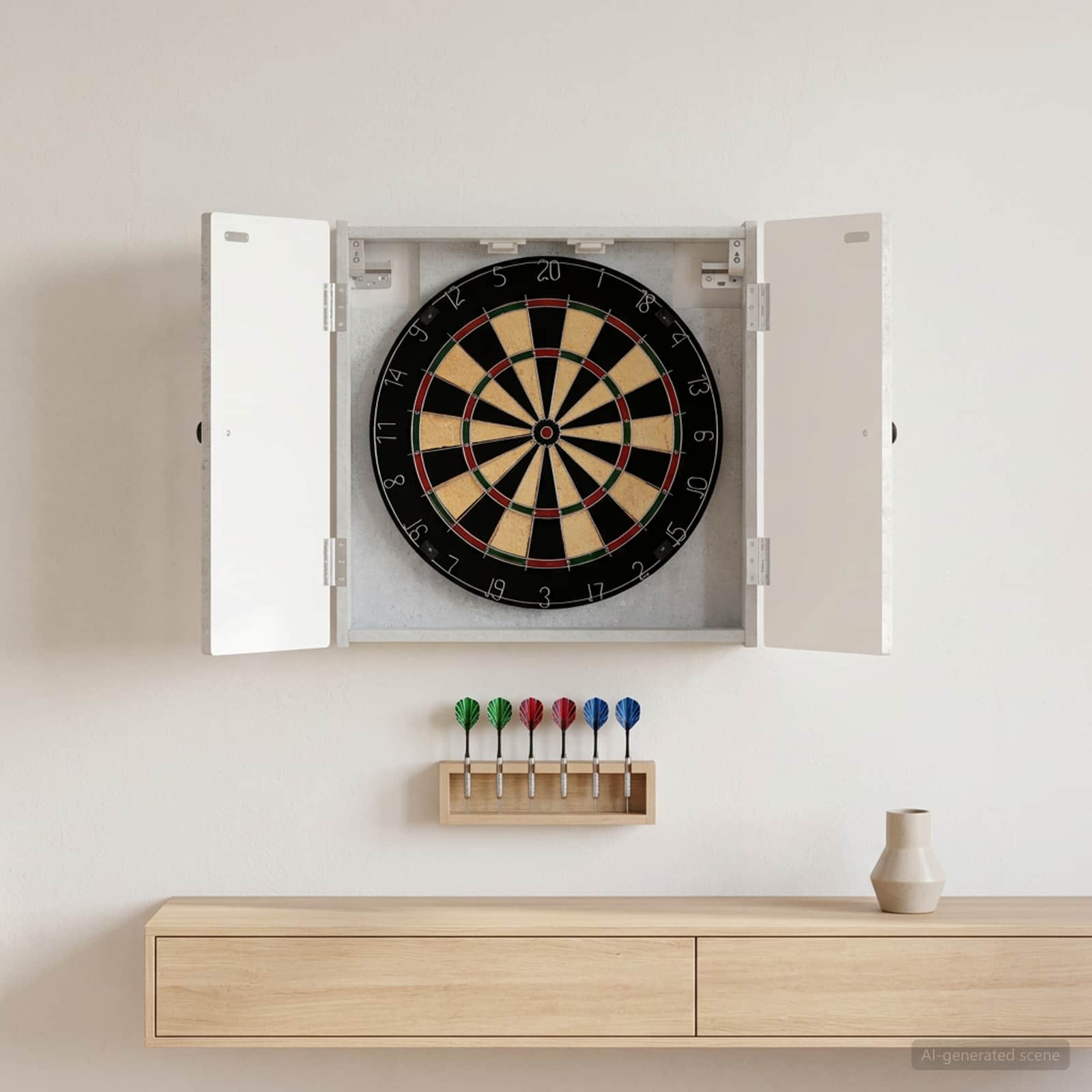 Dartboardi kapp EDE Betoonhall 52,5 x 10,5 x 53,5 cm Tehispuit