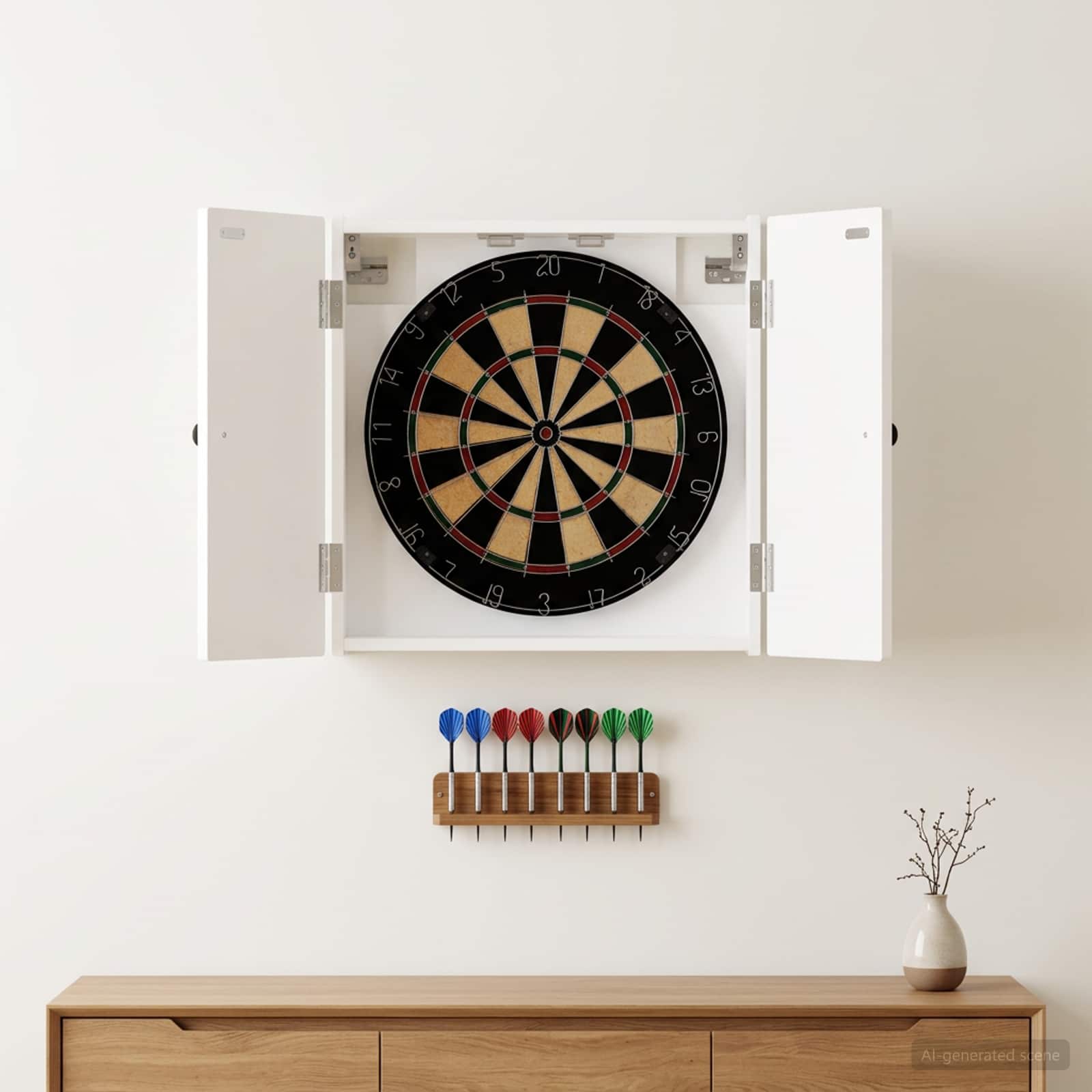 Dartboardi kapp EDE Kõrgläikega valge 52,5 x 10,5 x 53,5 cm