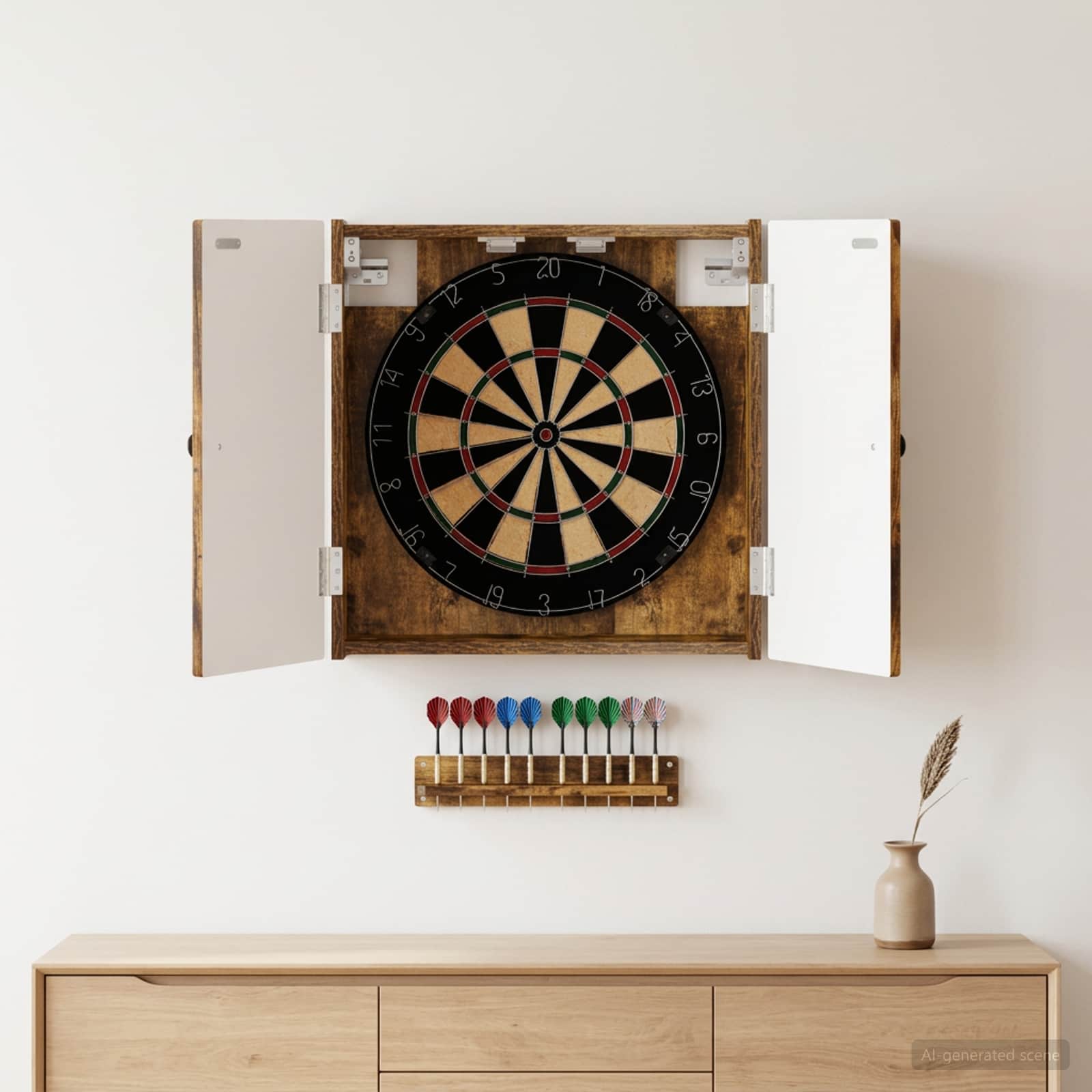 Dartboardi kapp EDE Suitsutatud tamm 52,5 x 10,5 x 53,5 cm