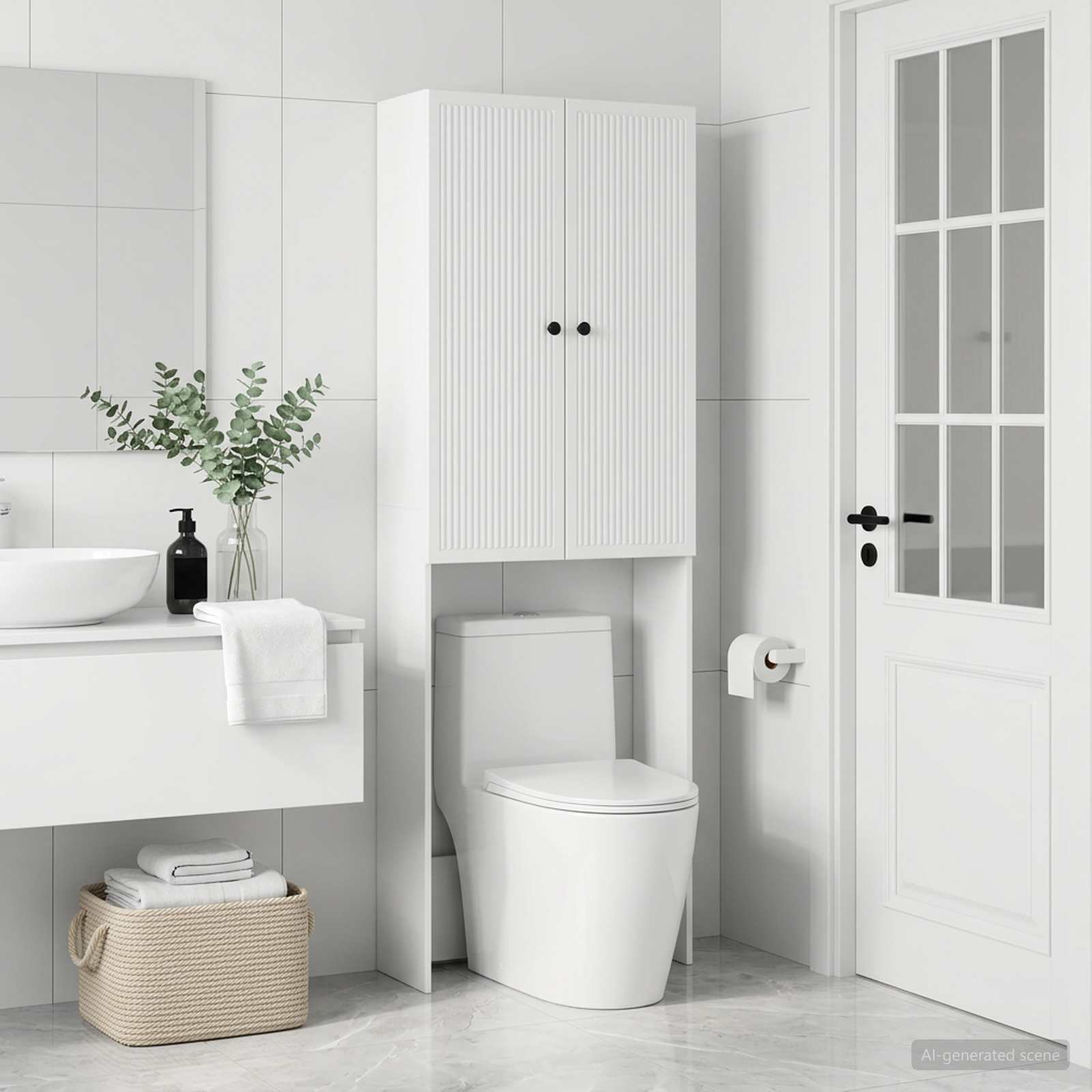 Tualettkabinet EDE Valge 66 x 25,5 x 190 cm Tehispuit