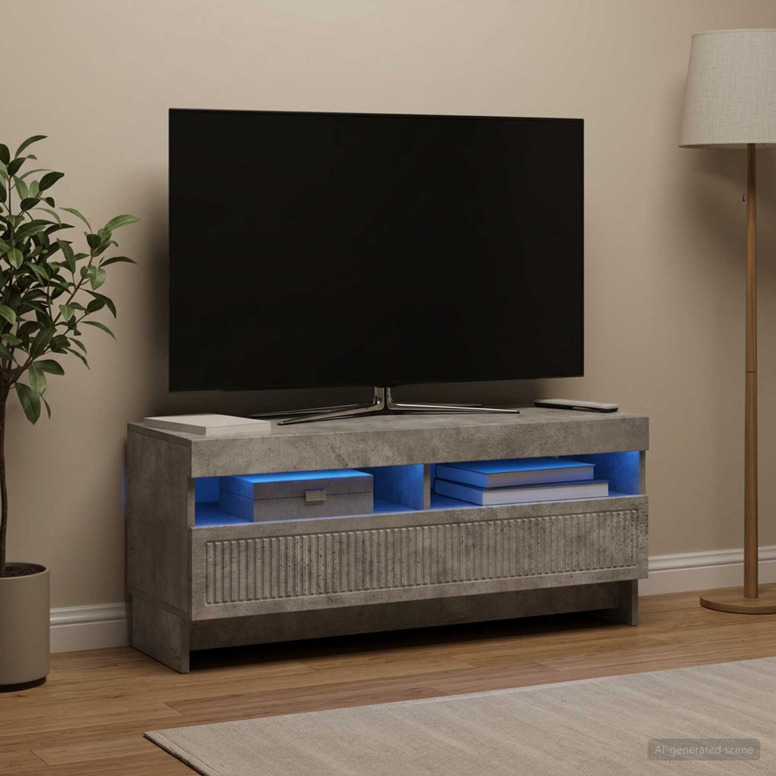 LED TV kapp EDE 100 x 35 x 43 cm Betoonhall Tehispuit
