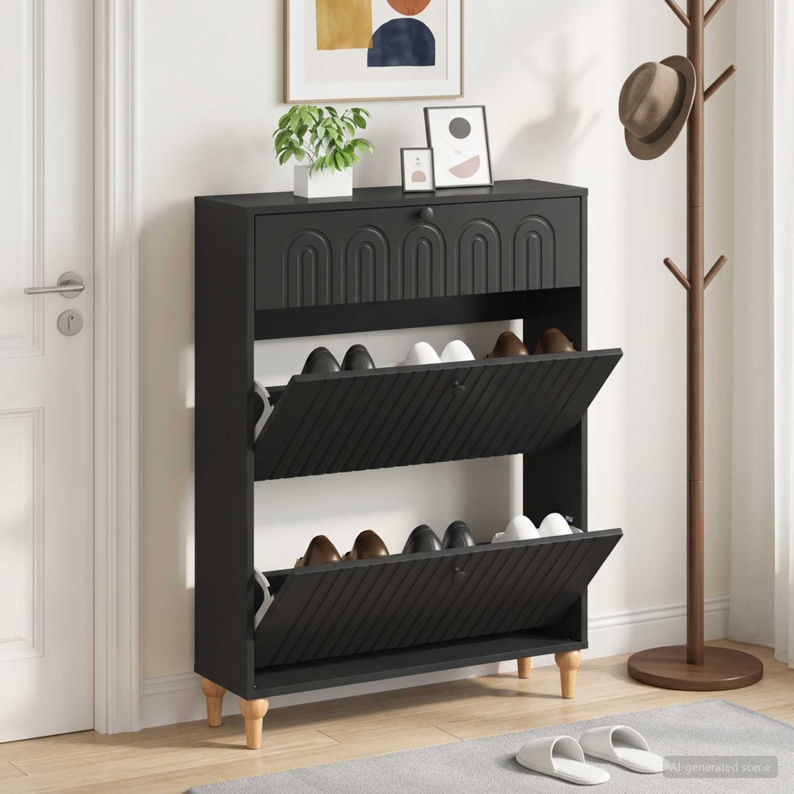 Kinga kapp ALKMAAR 78 x 24 x 103 cm Tehispuit Must