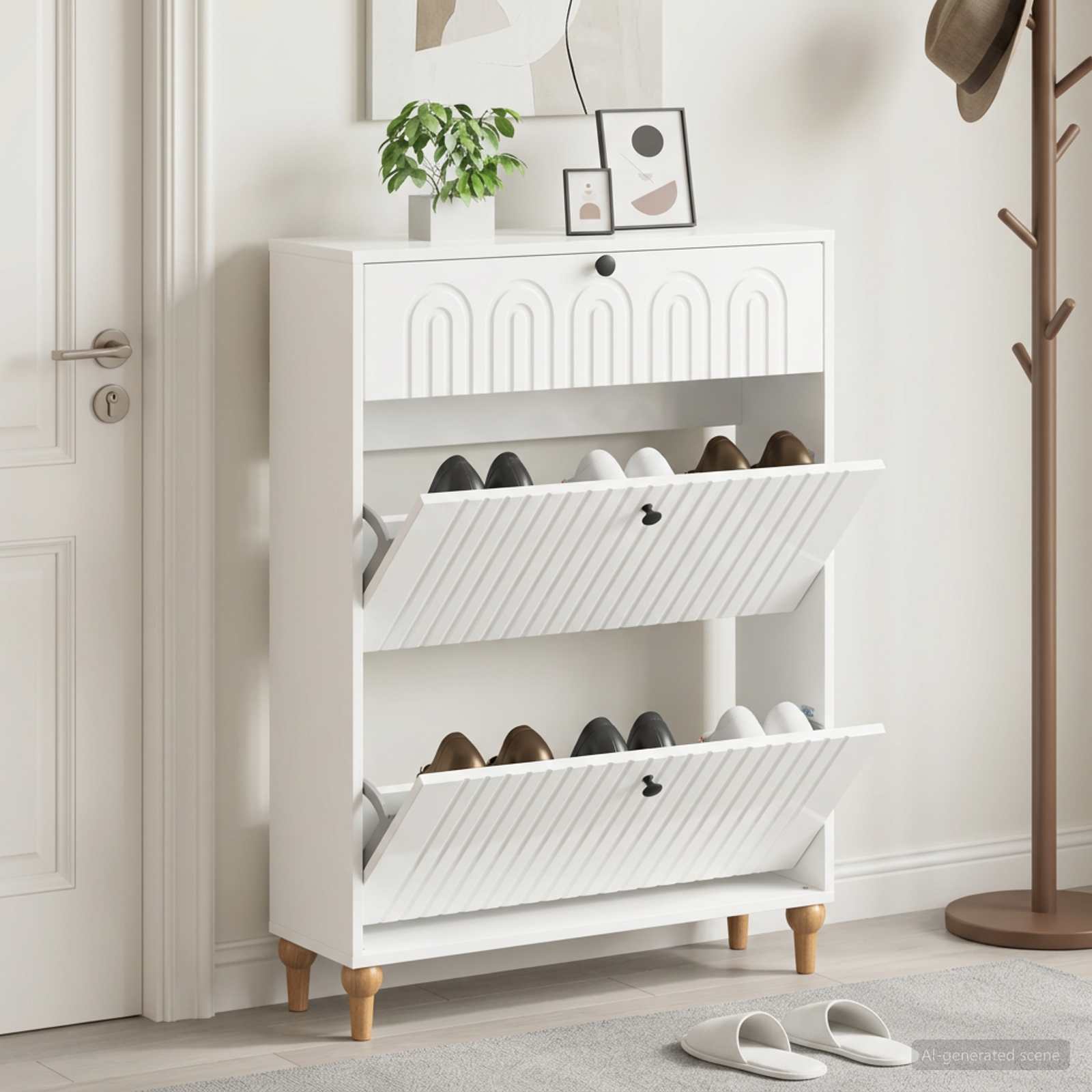 Kinga kapp ALKMAAR 78 x 24 x 103 cm Tehispuit Kõrgläikega valge