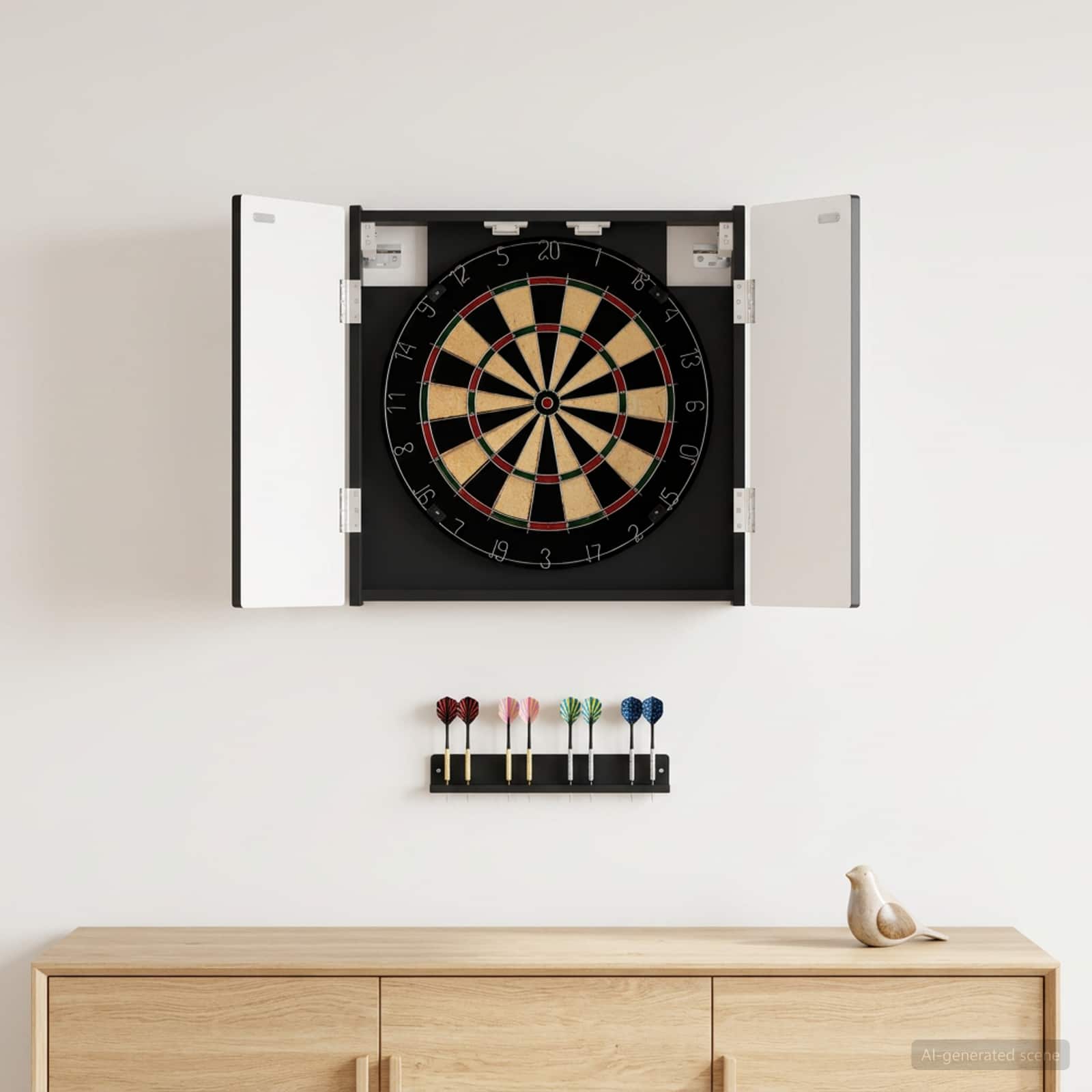 Dartboardi kapp ALKMAAR Must 52,5 x 10,5 x 53,5 cm Tehispuit
