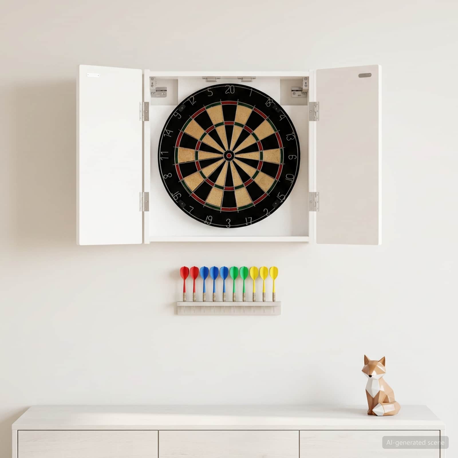 Dartboardi kapp ALKMAAR Kõrgläikega valge 52,5 x 10,5 x 53,5 cm