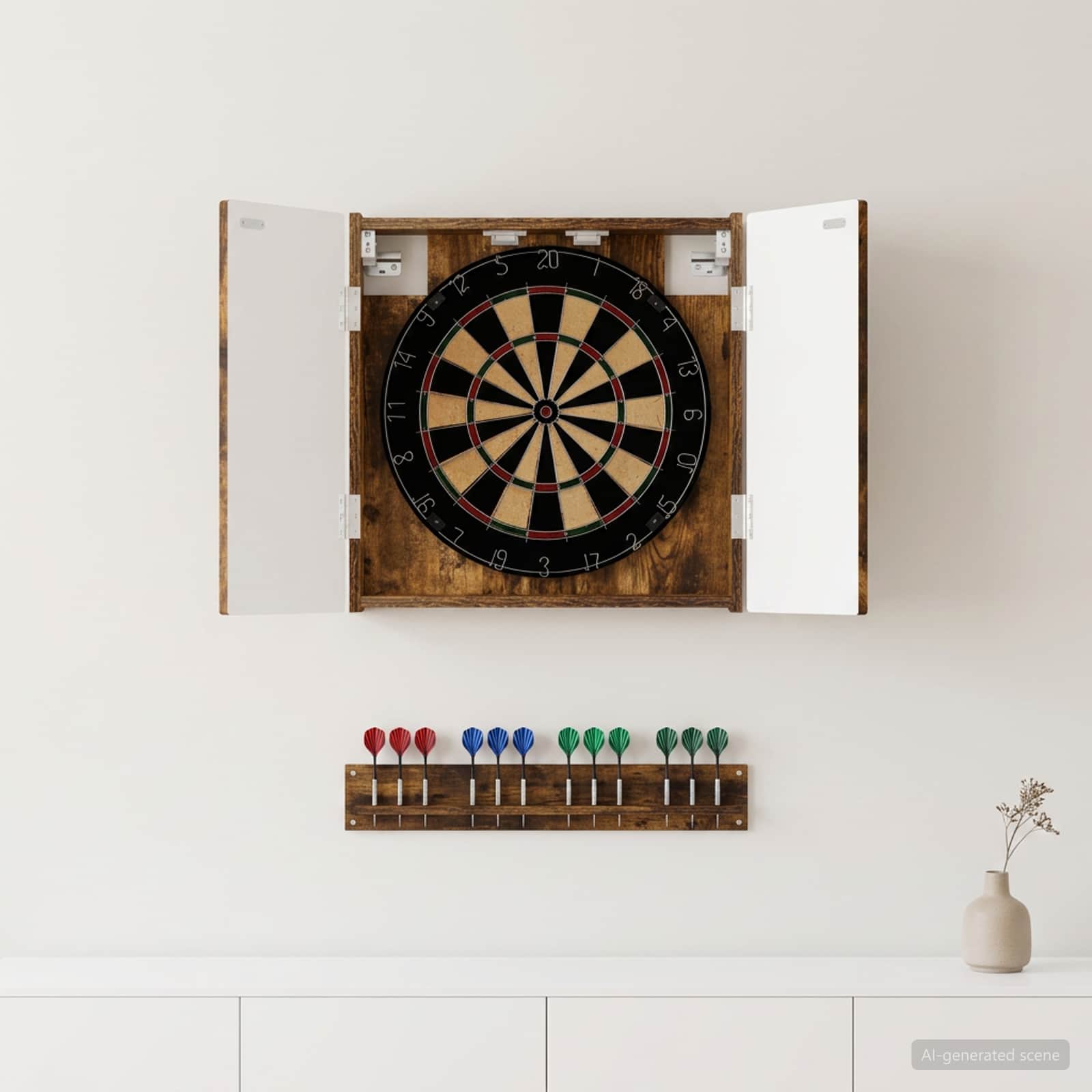 Dartboardi kapp ALKMAAR Suitsutatud tamm 52,5 x 10,5 x 53,5 cm