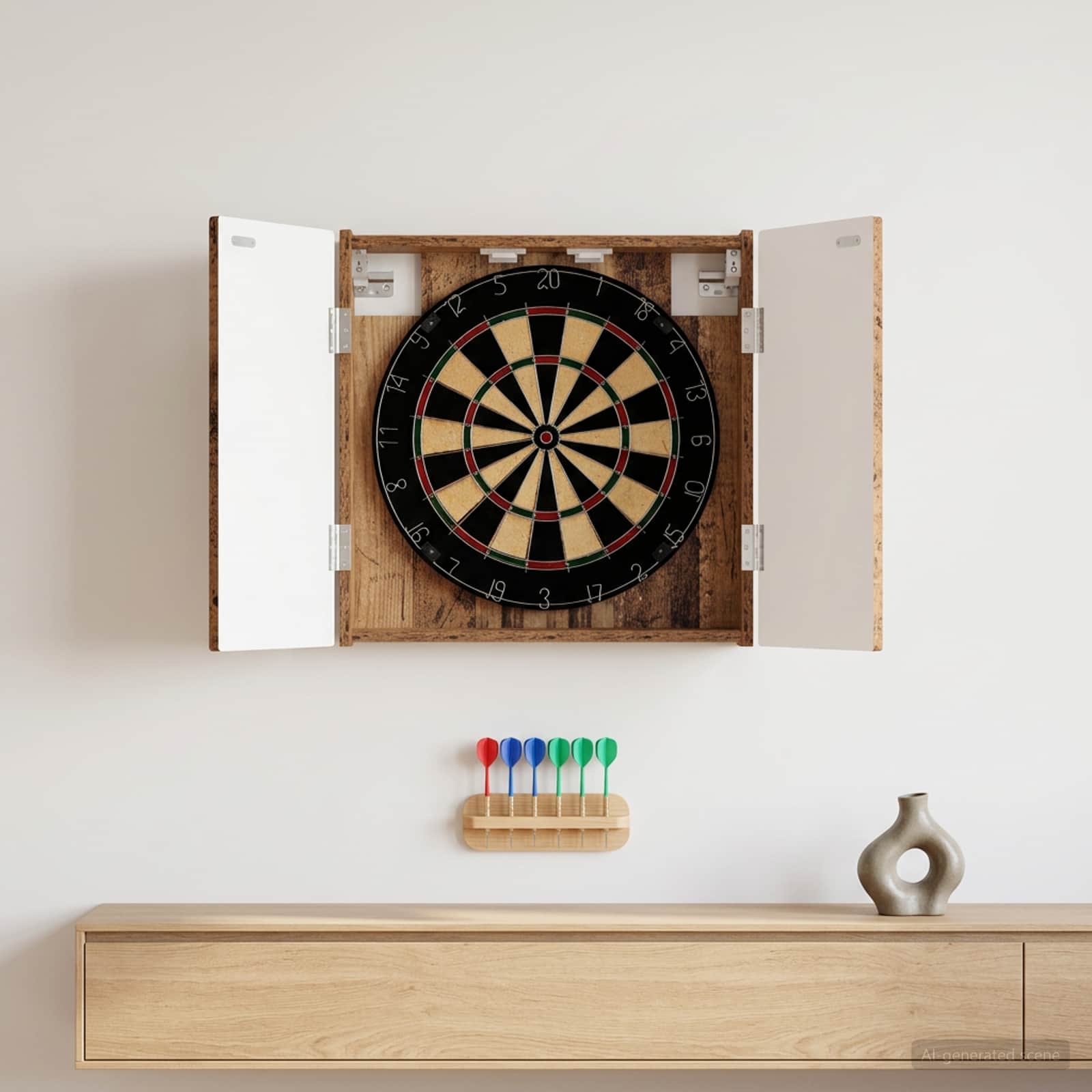 Dartboardi kapp ALKMAAR Vana puit 52,5 x 10,5 x 53,5 cm
