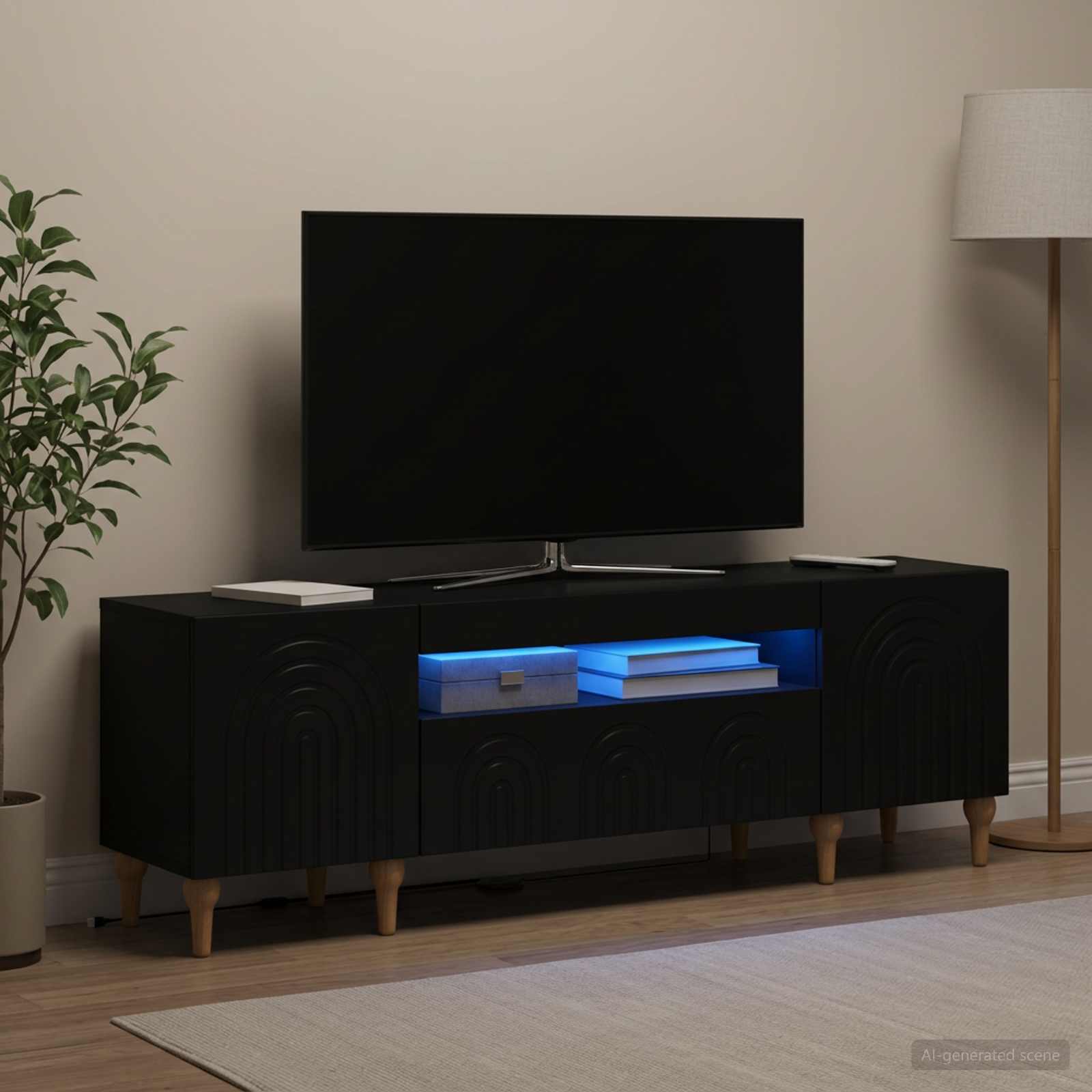 LED TV kapp ALKMAAR 153 x 35 x 43 cm Must Tehispuit