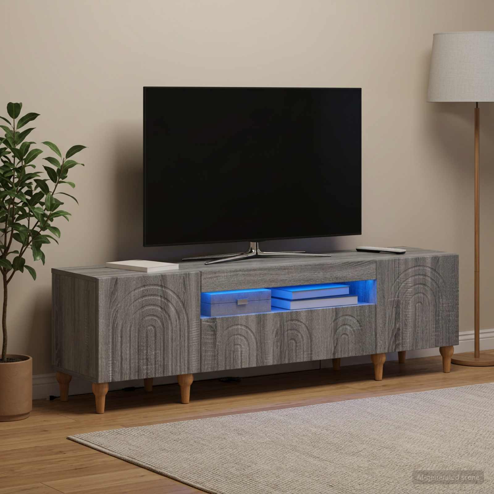 LED TV kapp ALKMAAR 153 x 35 x 43 cm Hall Sonoma Tehispuit