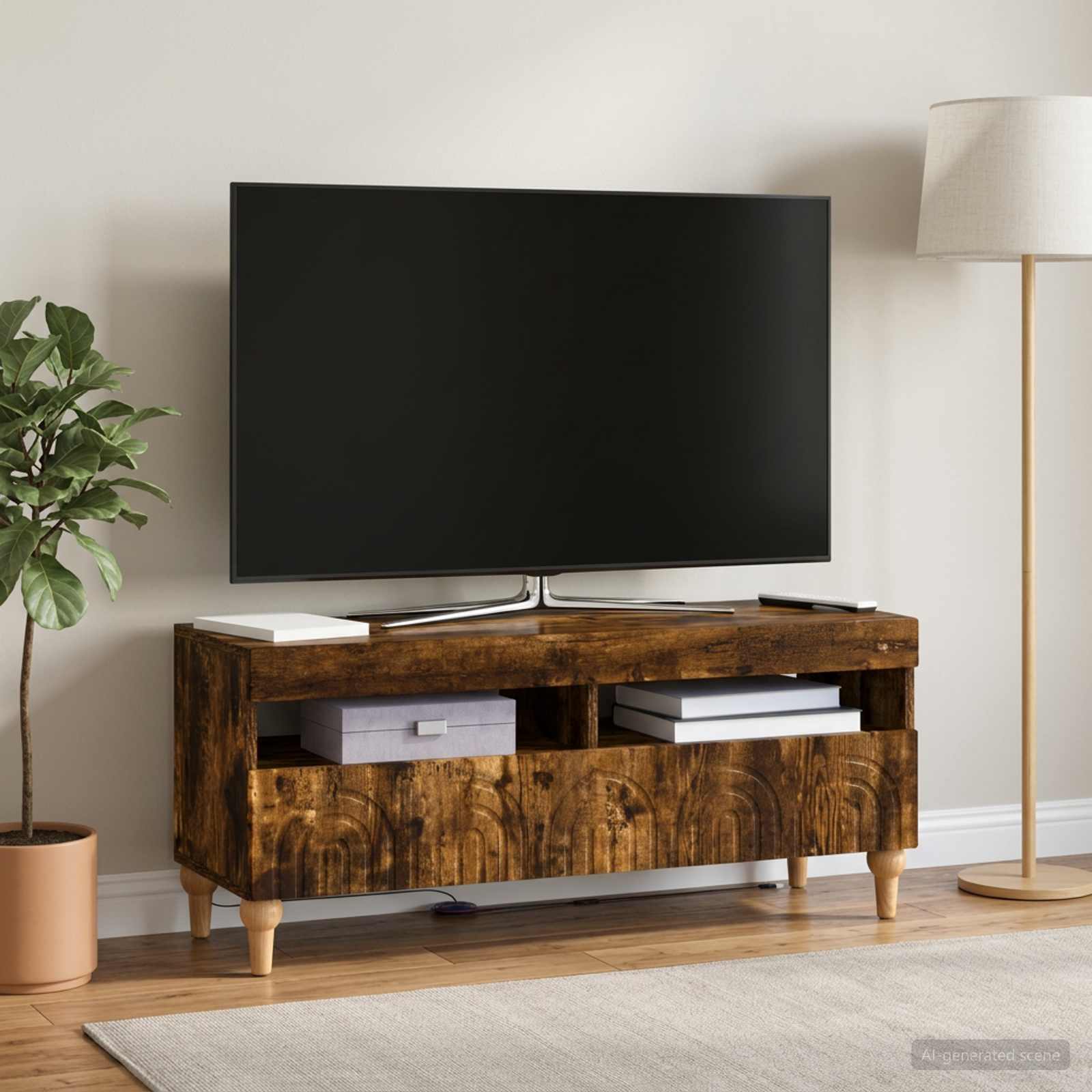 LED TV kapp ALKMAAR 100 x 35 x 43 cm Suitsutatud tamm Tehispuit
