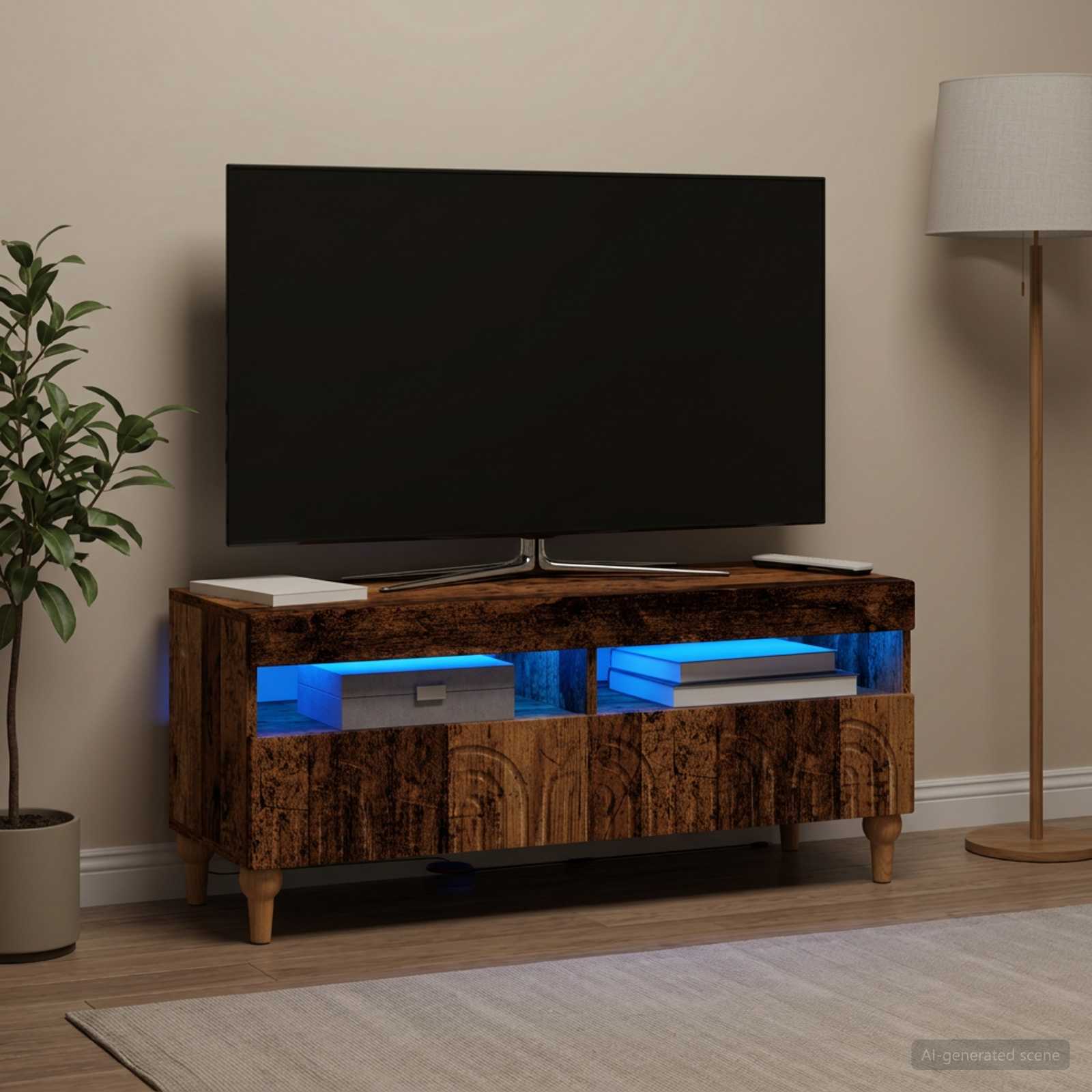 LED TV kapp ALKMAAR 100 x 35 x 43 cm Vana puit Tehispuit
