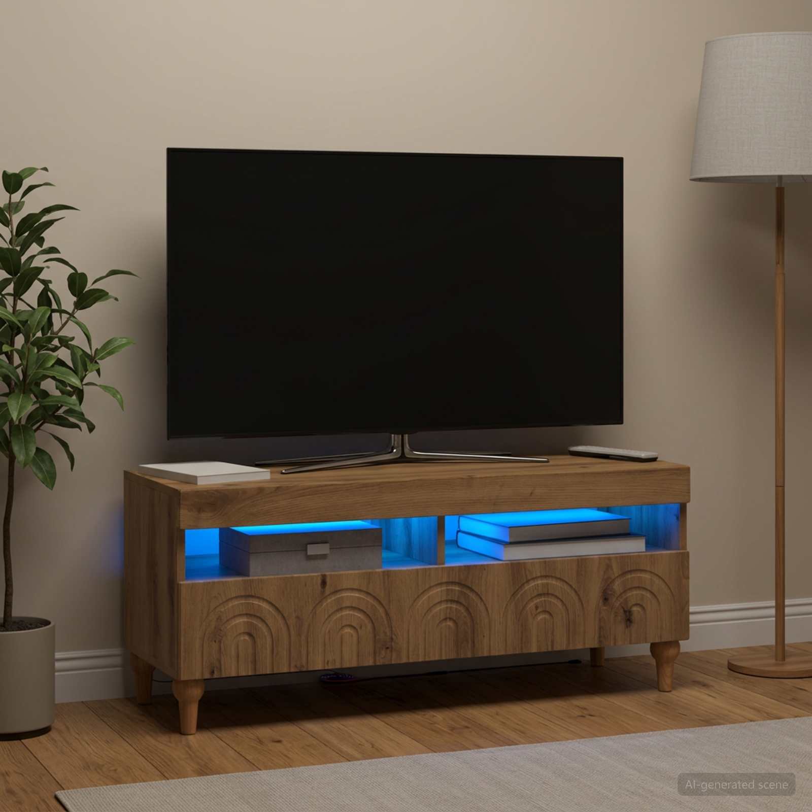 LED TV kapp ALKMAAR 100 x 35 x 43 cm Artisan tamm Tehispuit