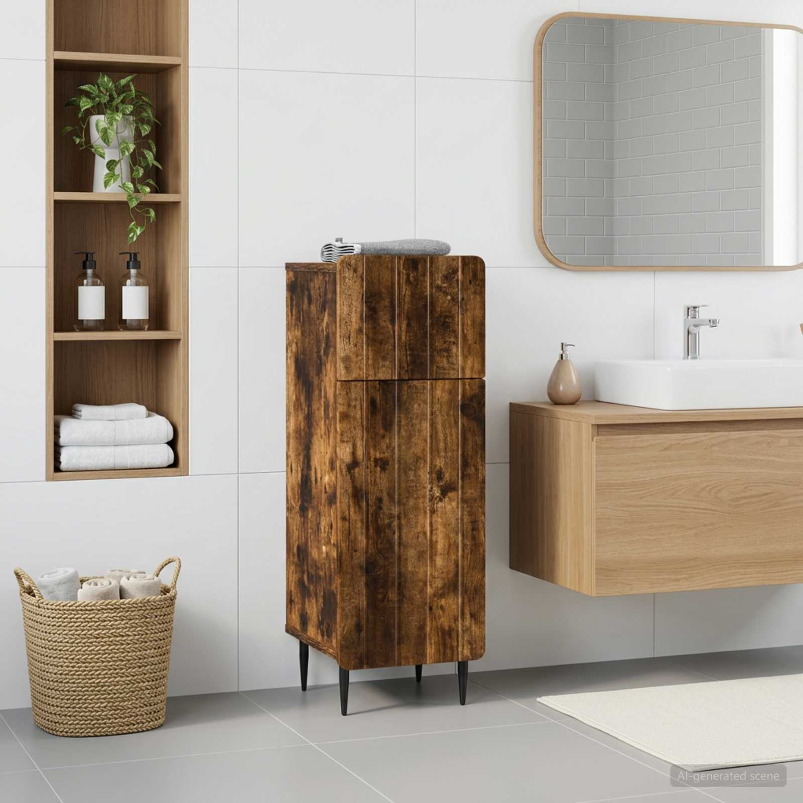 Vannitoa hoiukapp ZWOLLE Suitsutatud tamm 30 x 31 x 79,5 cm