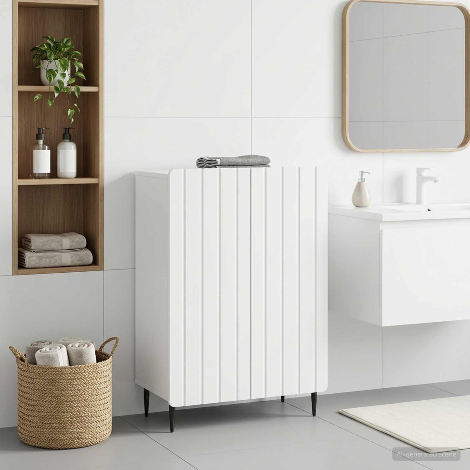 Vannitoa hoiukapp ZWOLLE Valge 59,5 x 31 x 79,5 cm Tehispuit