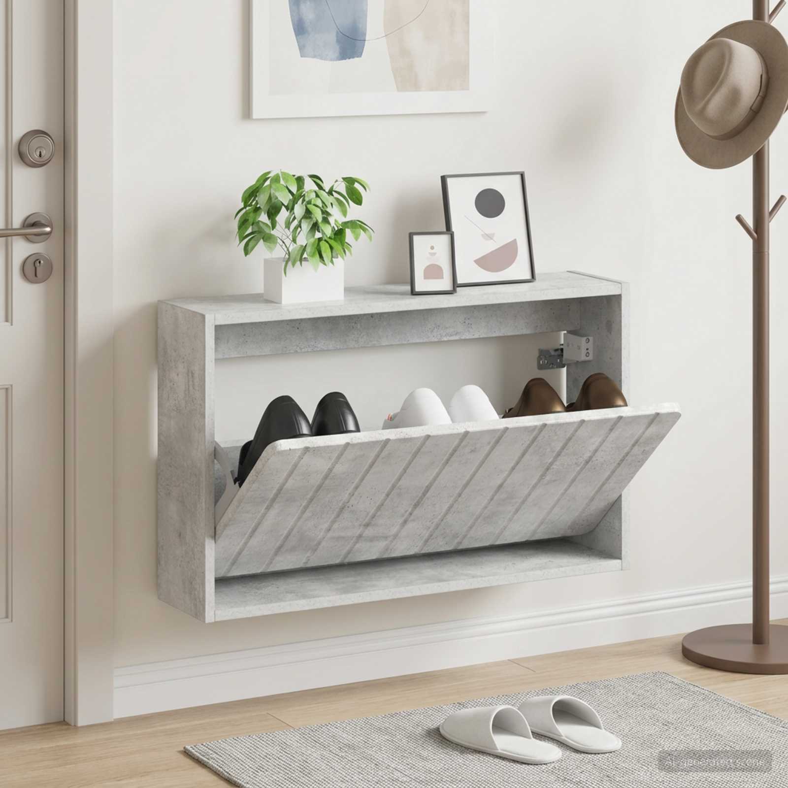Seinale kinnitatav jalanõude kapp ZWOLLE 71 x 17 x 43 cm
