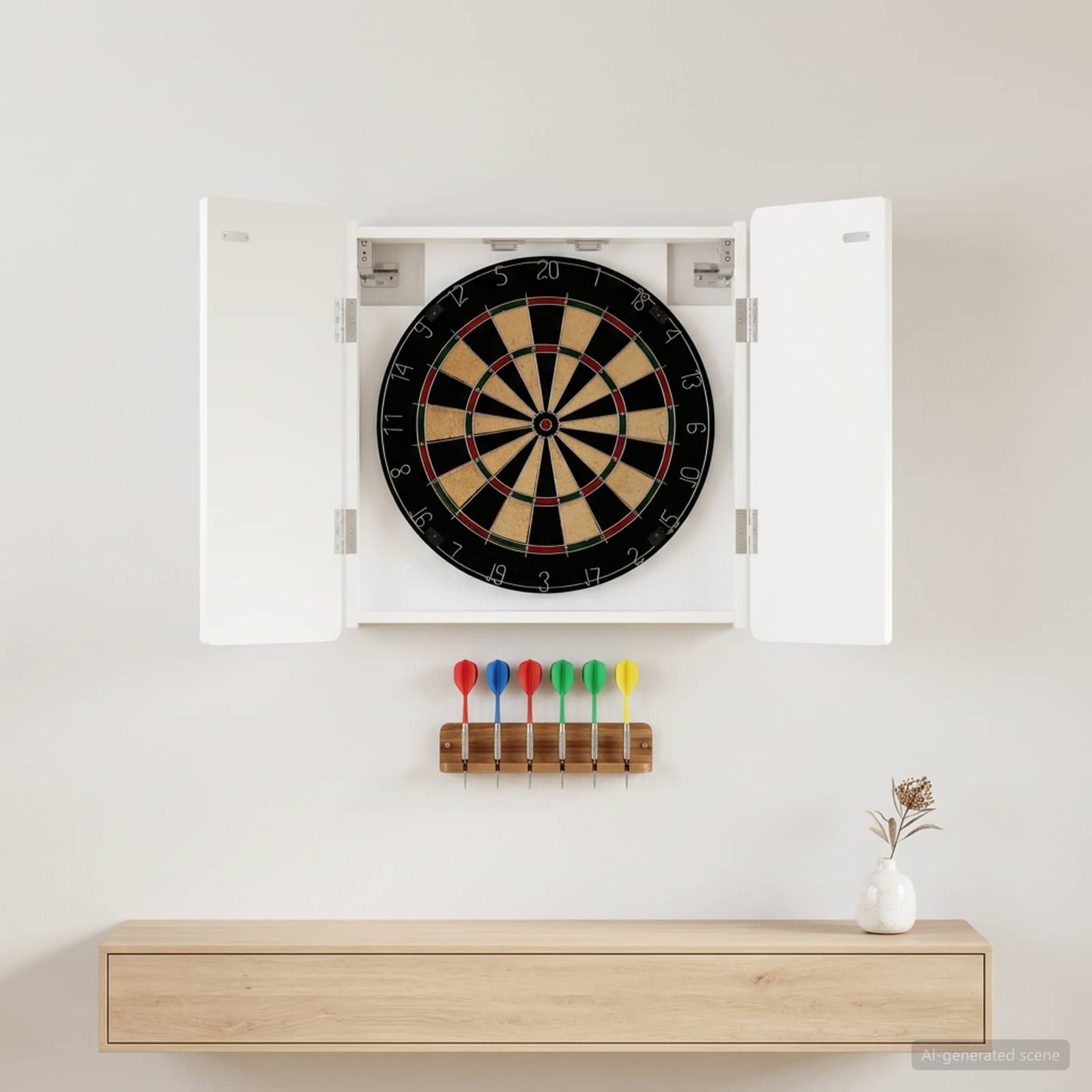 Dartboardi kapp ZWOLLE Valge 52,5 x 10,5 x 57,5 cm Tehispuit