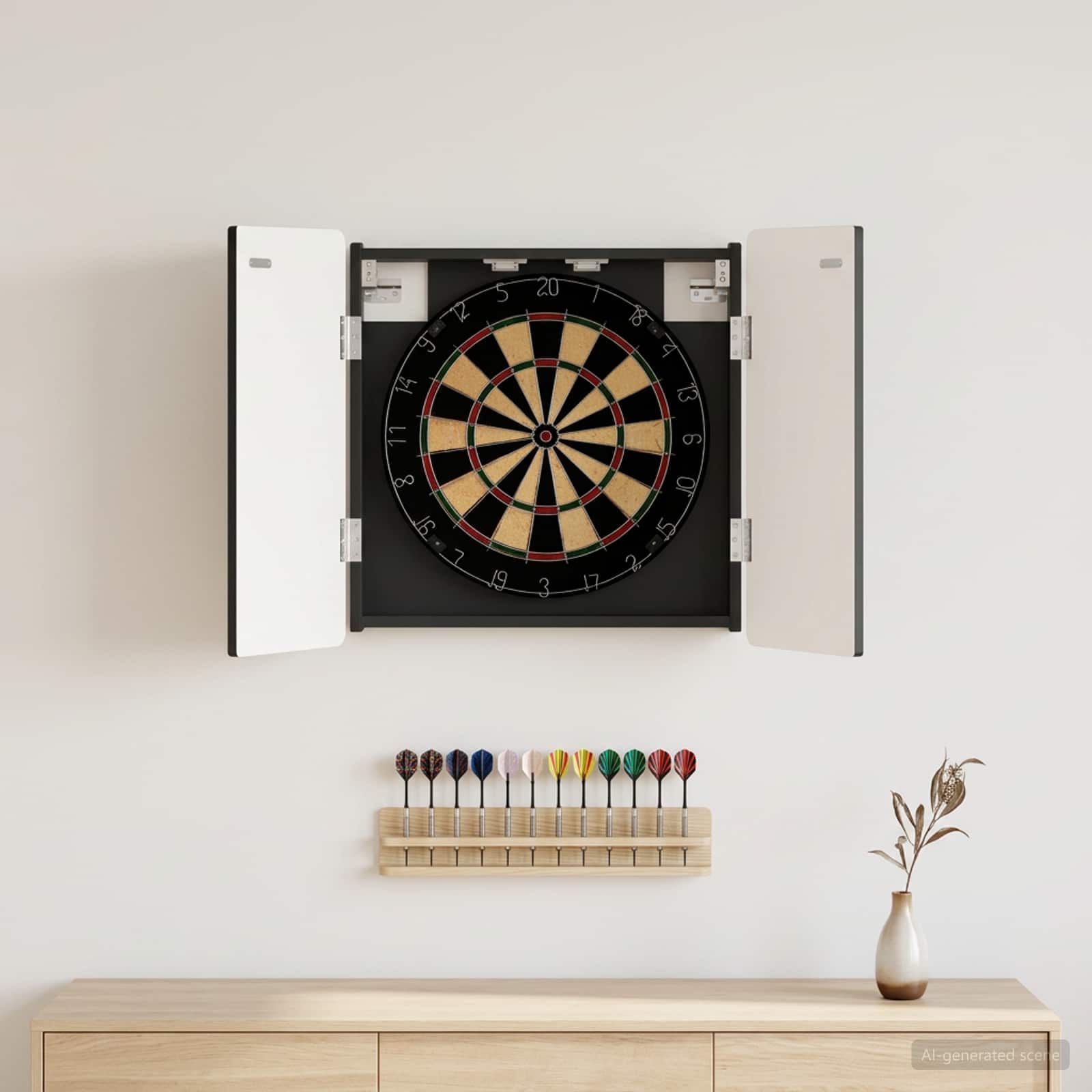 Dartboardi kapp ZWOLLE Must 52,5 x 10,5 x 57,5 cm Tehispuit