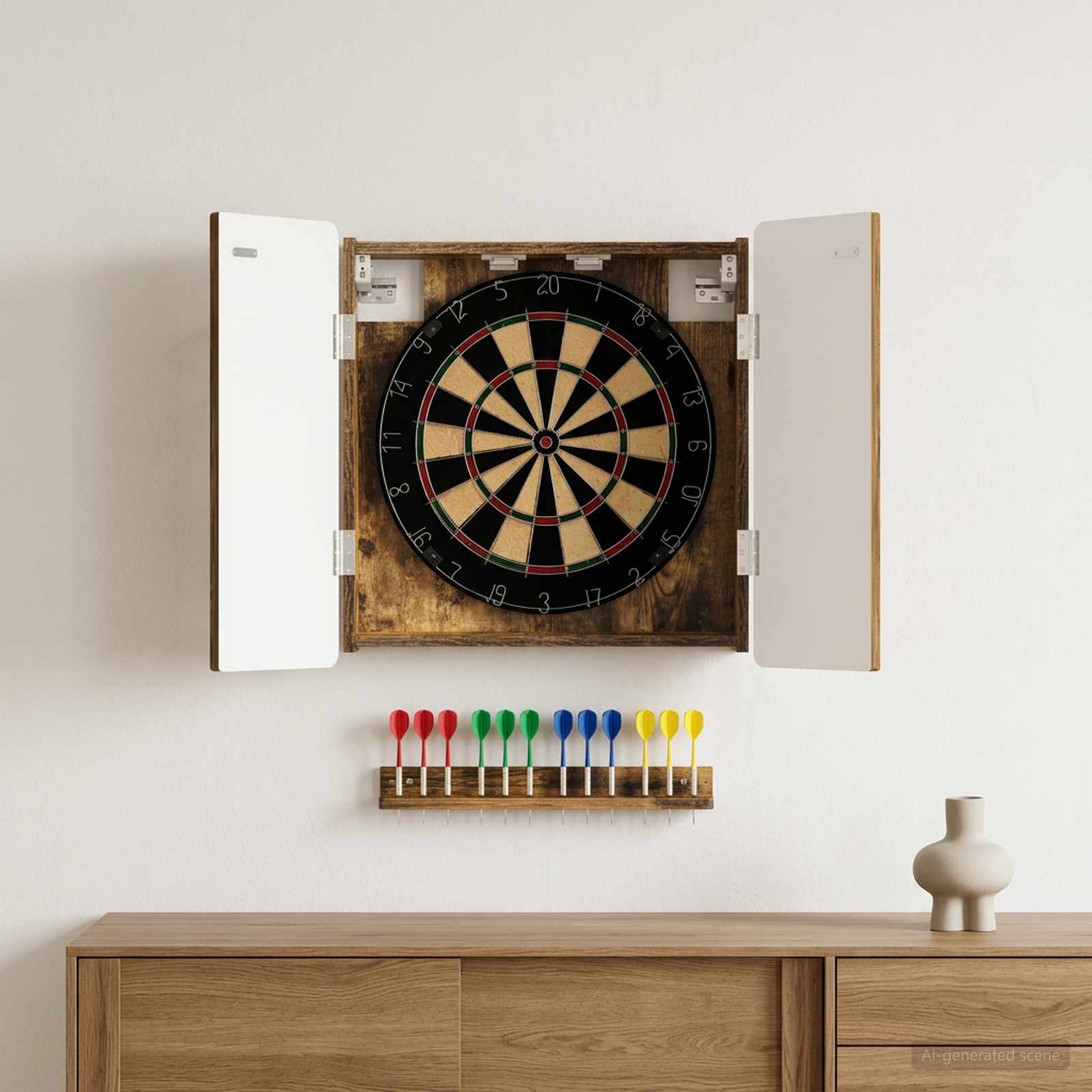 Dartboardi kapp ZWOLLE Suitsutatud tamm 52,5 x 10,5 x 57,5 cm