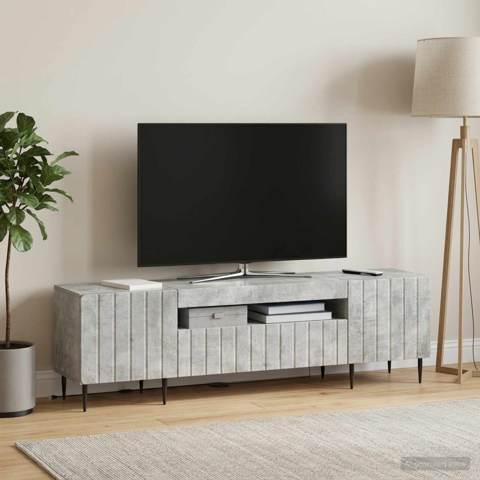 LED TV kapp ZWOLLE 153 x 35 x 43 cm Betoonhall Tehispuit