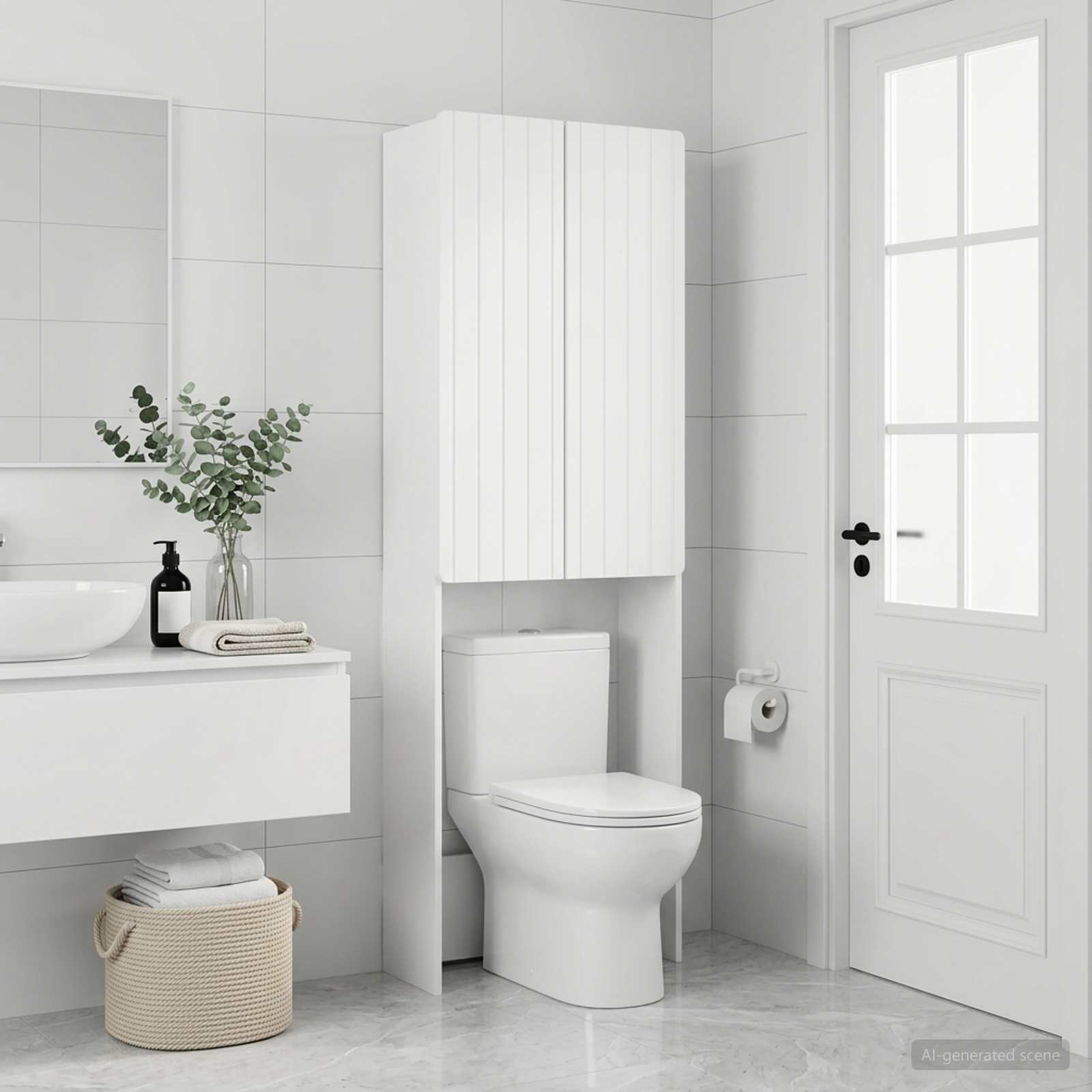 Tualettkabinet ZWOLLE Valge 66 x 25,5 x 190 cm Tehispuit