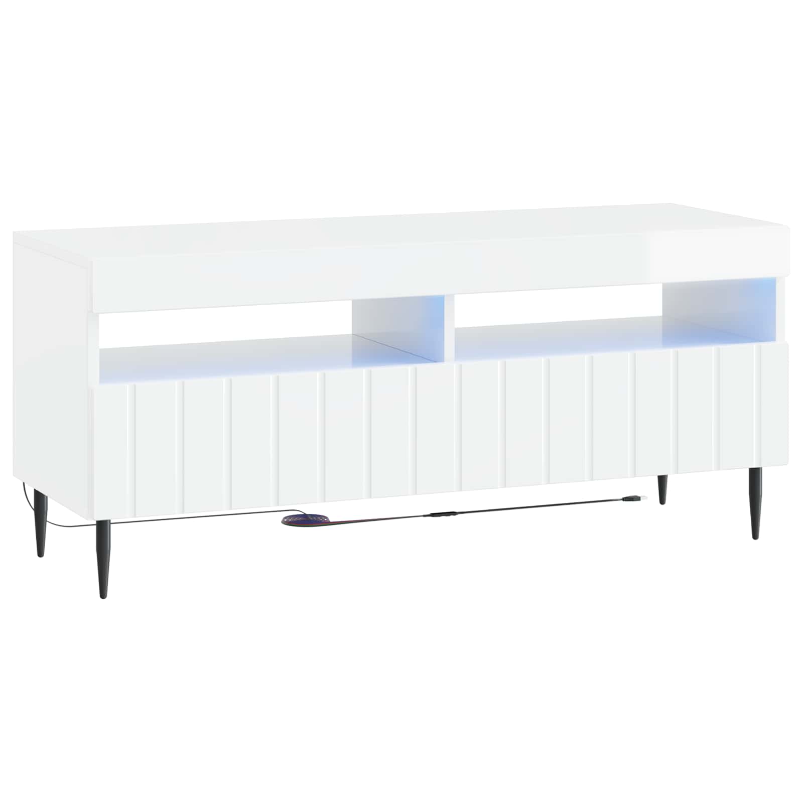 LED TV kapp ZWOLLE 100 x 35 x 43 cm Kõrgläikega valge Tehispuit