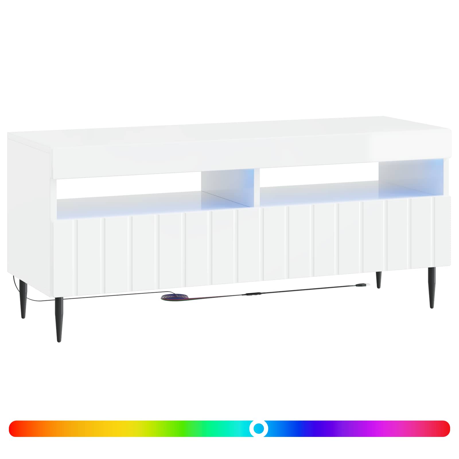 LED TV kapp ZWOLLE 100 x 35 x 43 cm Kõrgläikega valge Tehispuit