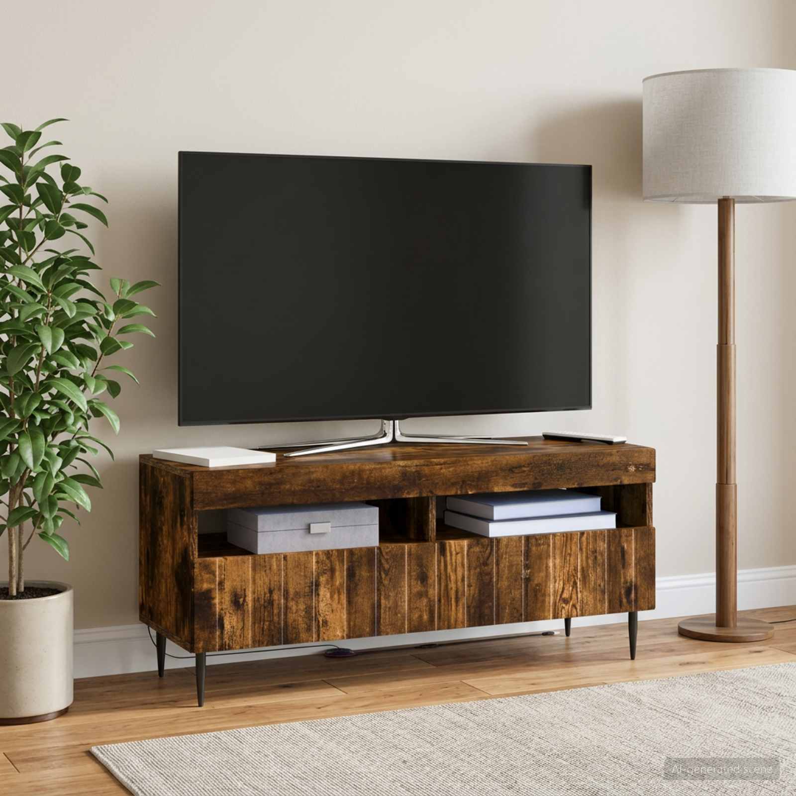 LED TV kapp ZWOLLE 100 x 35 x 43 cm Suitsutatud tamm Tehispuit