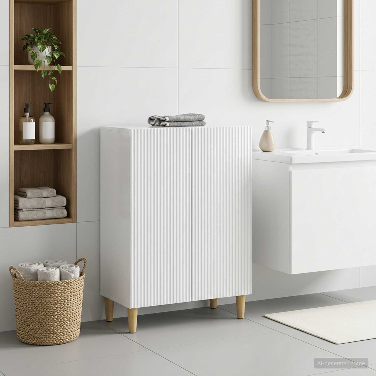 Vannitoa hoiukapp ARNHEM Kõrgläikega valge 59,5 x 31 x 80 cm